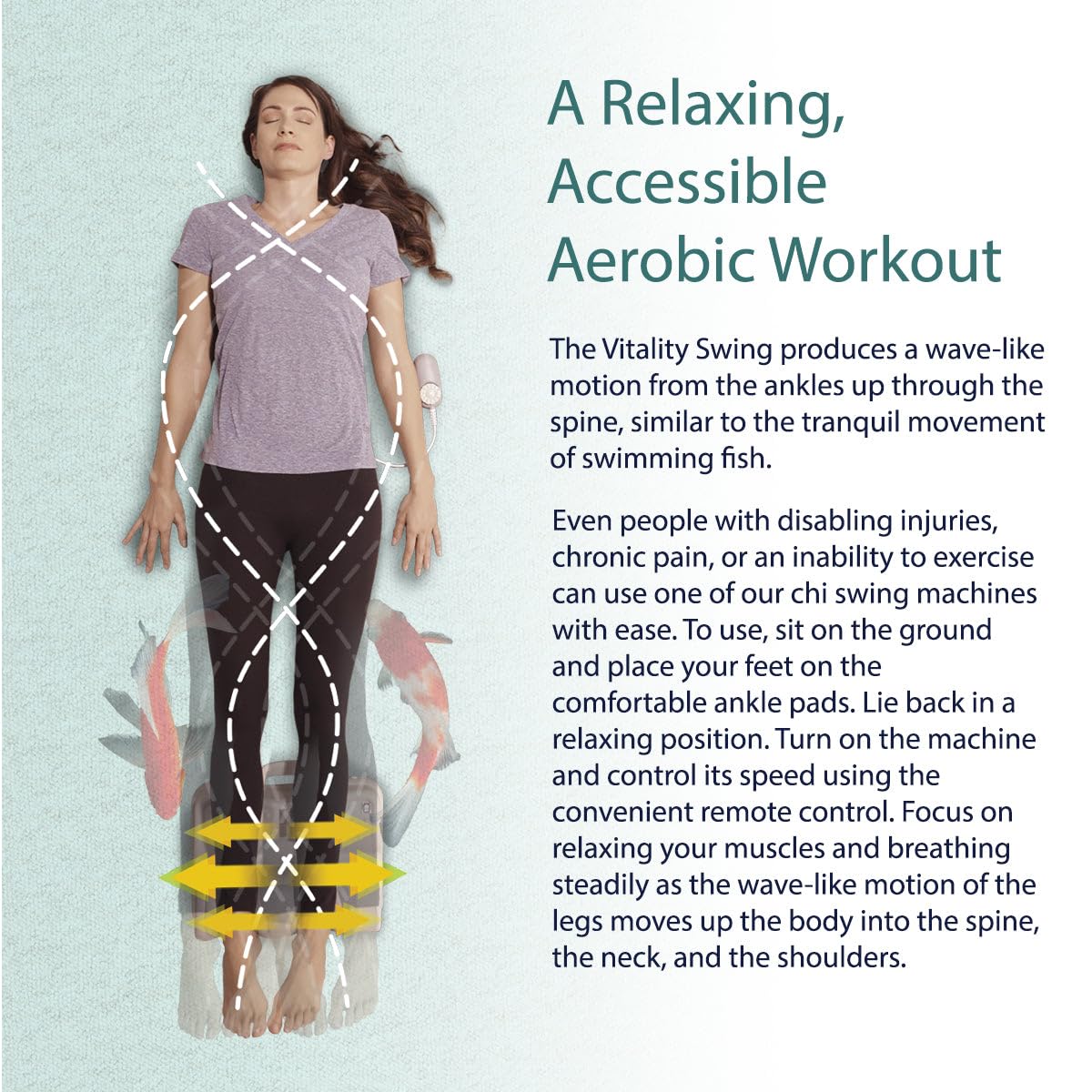 Daiwa Felicity Chi Vitalizer Machine - Passive Aerobic Exerciser for Full Body Workout, Lymphatic Massager & Relaxation | Comfortable Padded Ankle Cradle | Perfect for Home Gym, Stress Relief & Wellness Routine