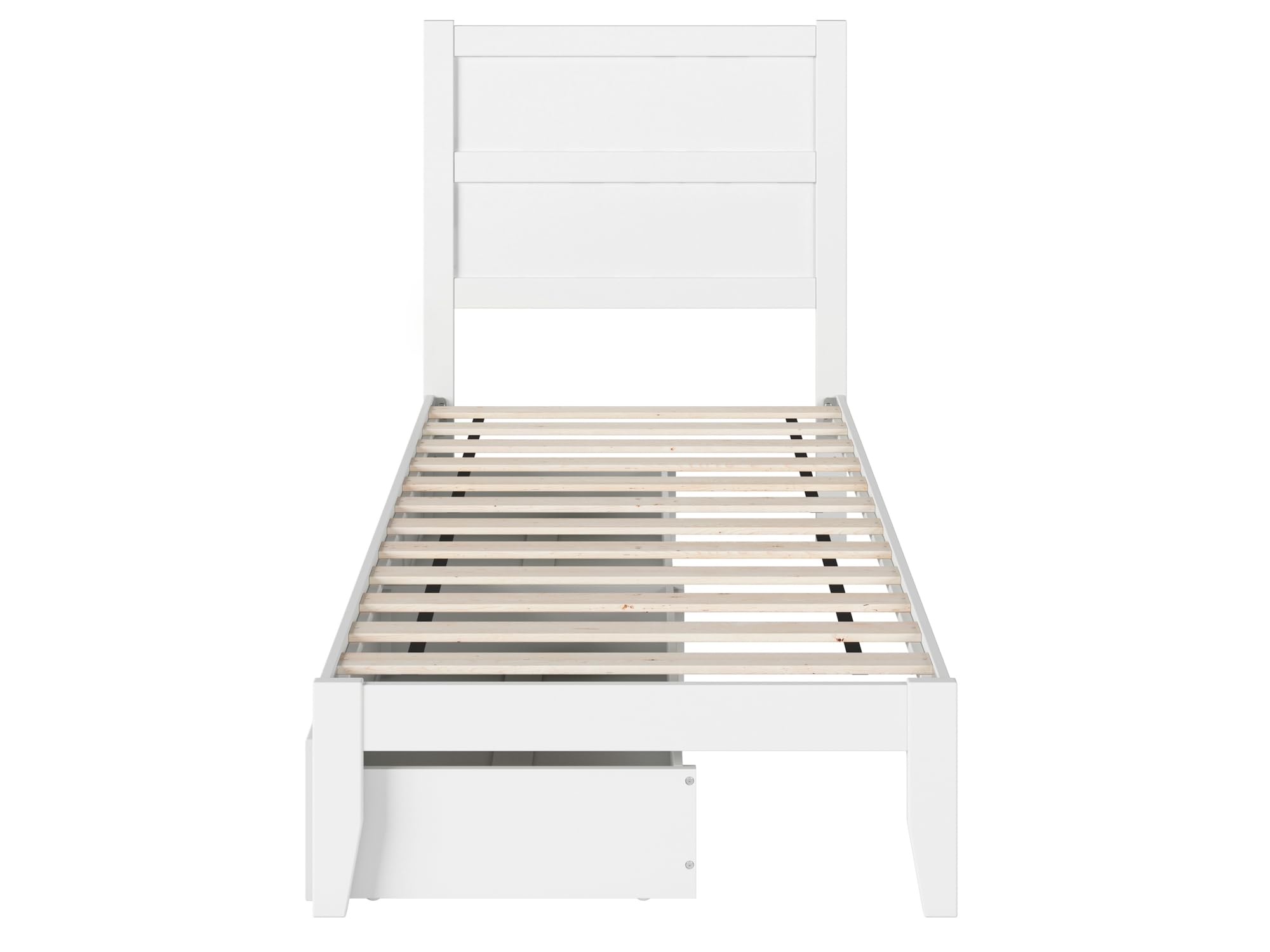 AFI NoHo Twin Size Platform Bed with Storage Drawers & USB Charging Station - White Wooden Frame for Small Space Bedroom, Dorm Room or Guest Room