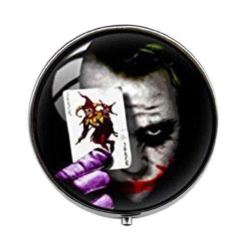 Vintage Joker Art Photo Pill Box - 3 Compartment Travel Pill Organizer Case for Daily Medication & Supplements - Perfect for Home, Office & Travel Use