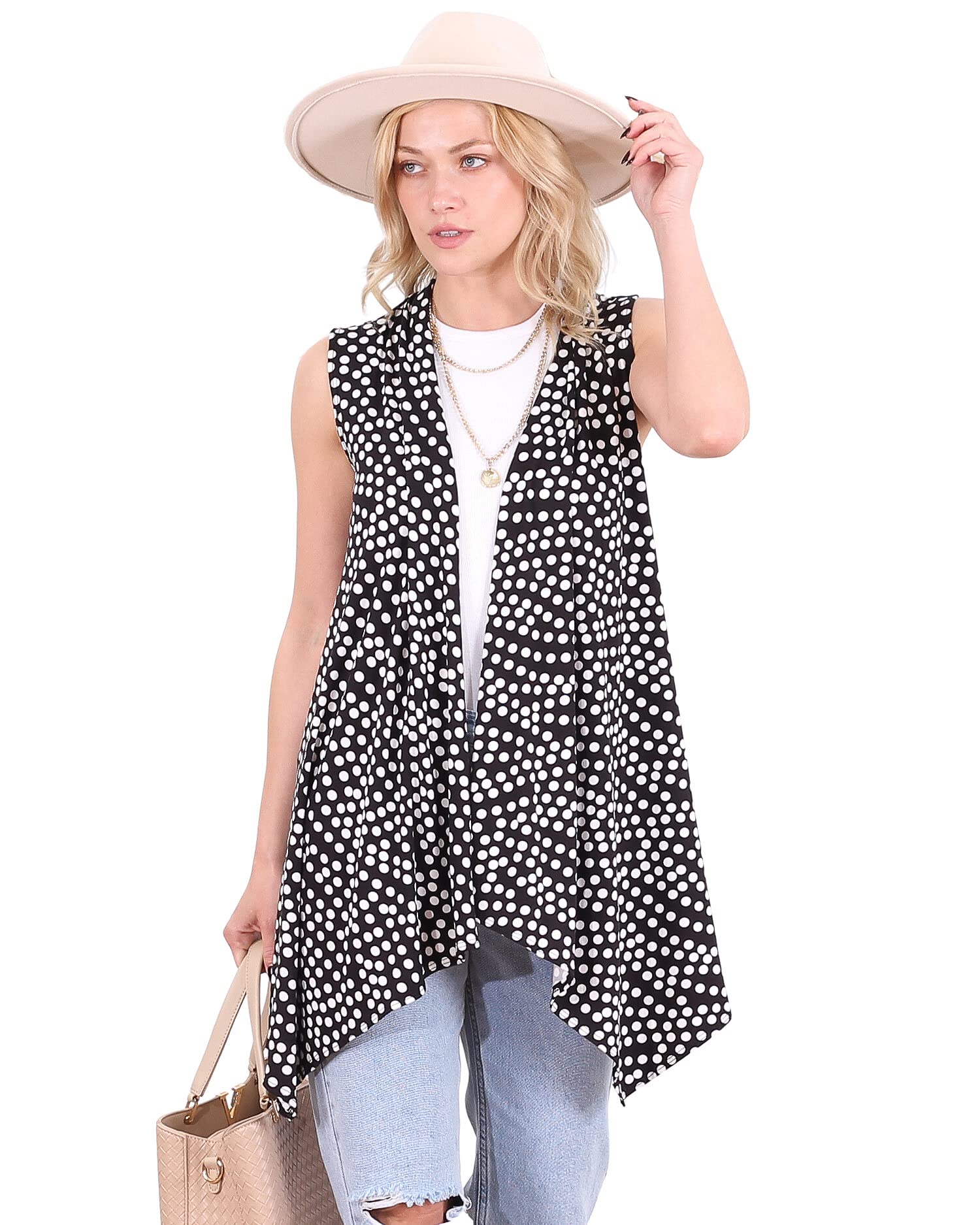 Popana Women's Lightweight Long Sleeveless Summer Cardigan Vest - Plus Size Duster Cover Up - Made in USA - Perfect for Beach, Travel & Casual Outfits