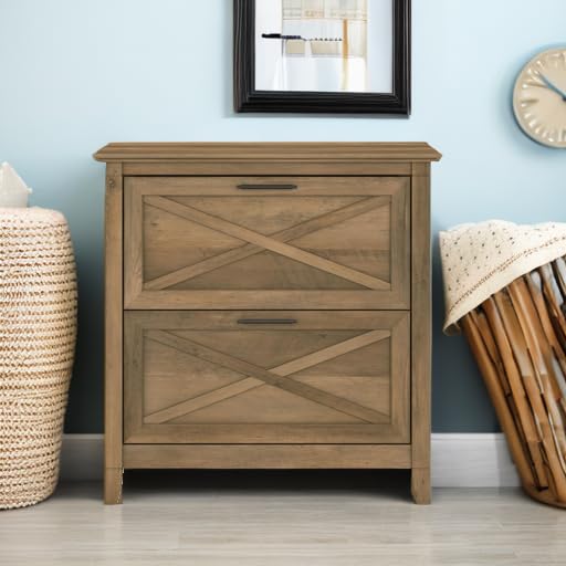 Bush Furniture Key West Lateral File Cabinet - Modern Farmhouse 2-Drawer Storage for Home Office, Study or Workspace - Organize Documents & Supplies in Style
