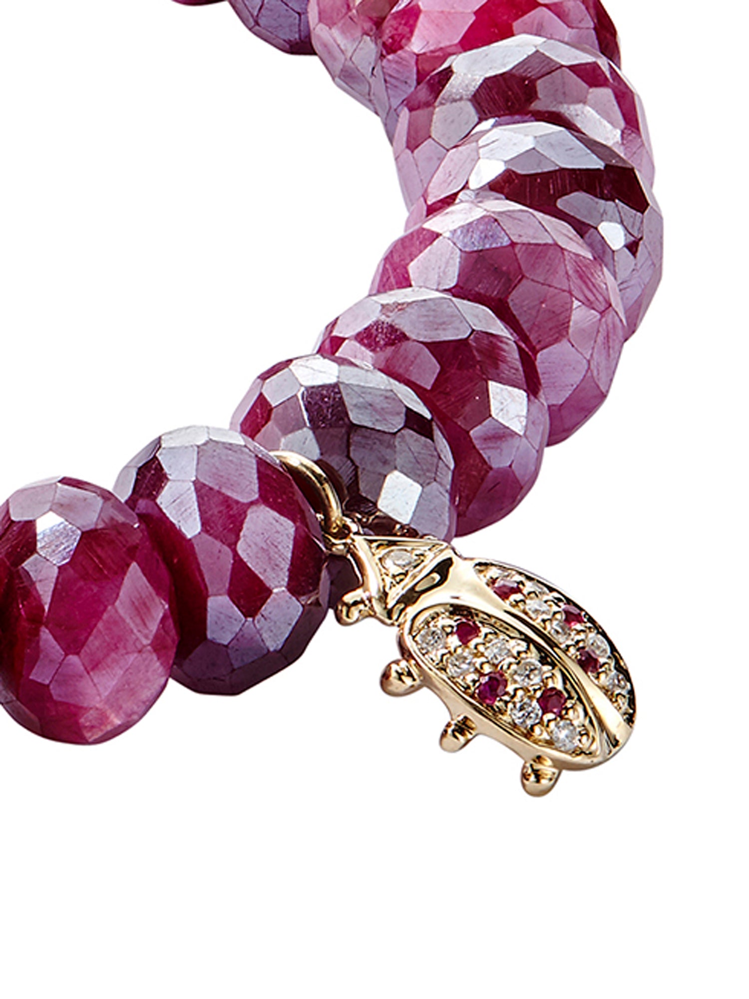 Red Moonstone Pavé Diamond Ladybug Bracelet for Women - Elegant Jewelry Gift for Birthday, Anniversary & Special Occasions