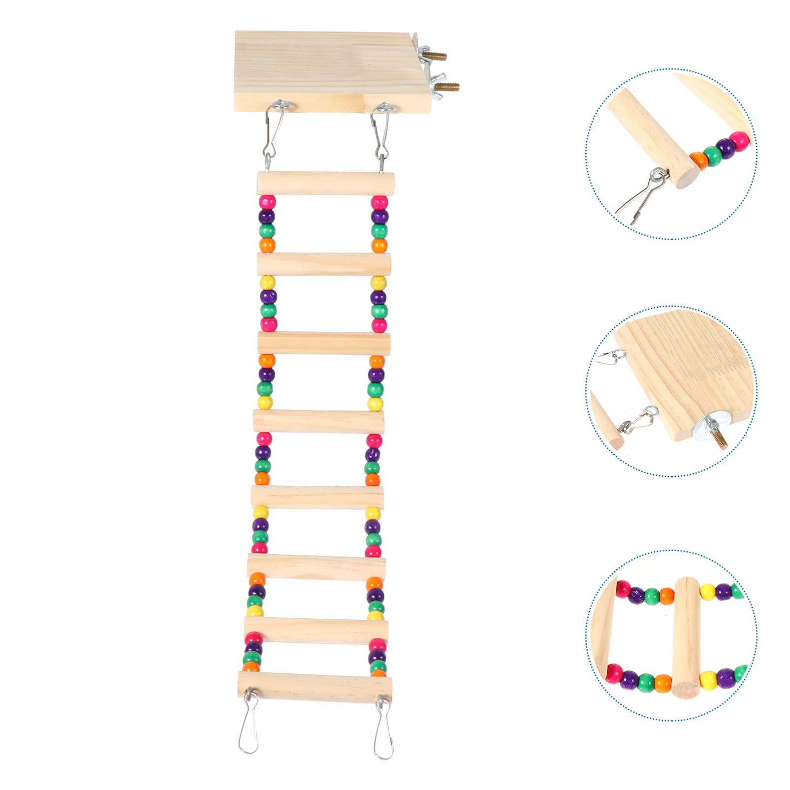 Balacoo Wooden Parrot Ladder Platform - Bird Chew Toy, Perch Stand & Small Pet Playground for Parrots, Budgies, Rabbits & Hamsters | Durable Natural Wood Bird Biting Toy for Cage Climbing, Exercise & Playtime Fun