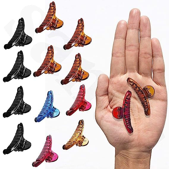 VEDETIC Korean Style Transparent Acrylic Butterfly Hair Claw Clips - 6-Pack Hair Clutchers for Women & Girls (Non-Slip Grip) - Perfect for School, Work, Parties & Everyday Hairstyles