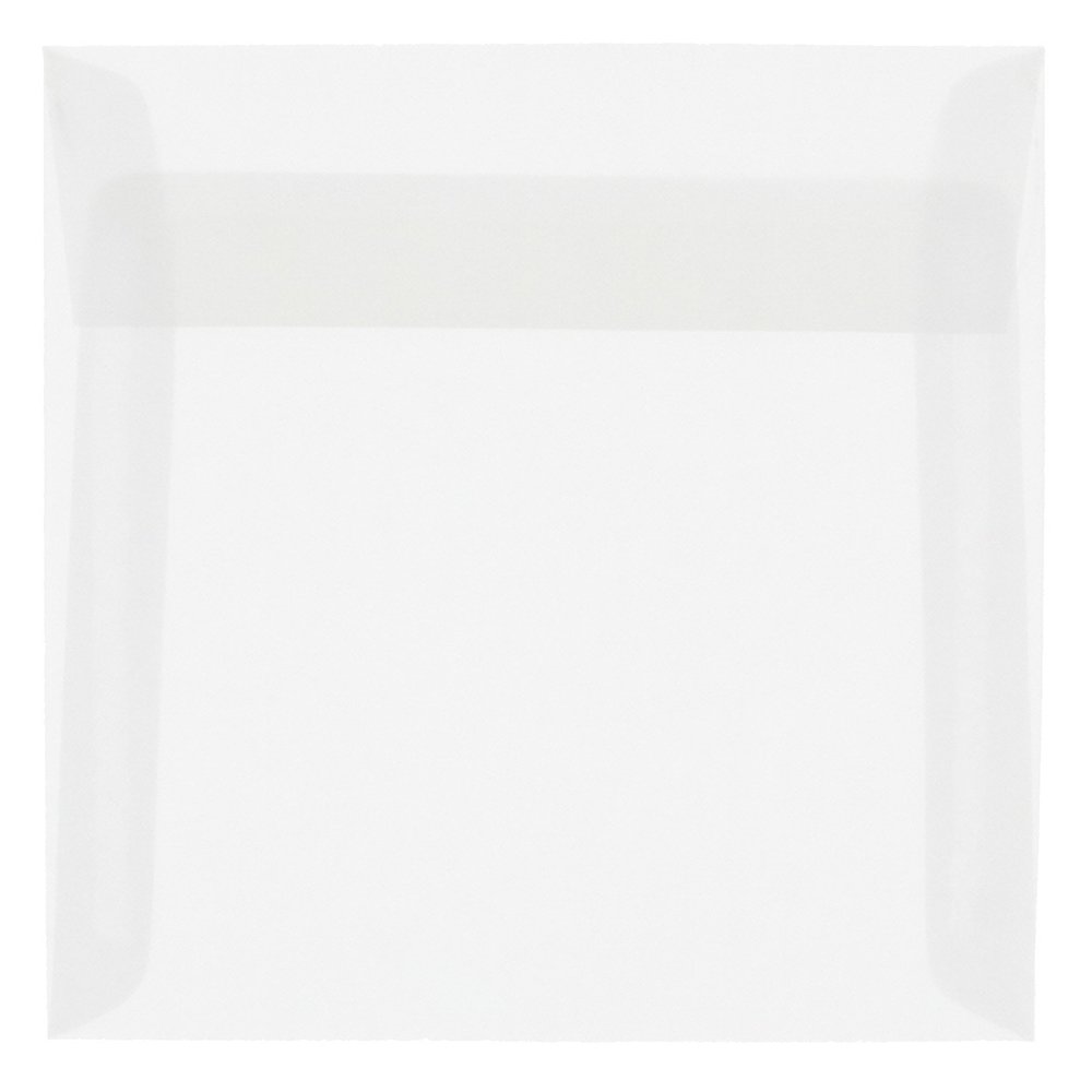 JAM PAPER 7.5 x 7.5 Inch Square Clear Vellum Envelopes for Invitations, Wedding, Greeting Cards - Bulk Pack of 250 Translucent Mailing Envelopes - Perfect for DIY Crafts, Stationery, and Special Occasions