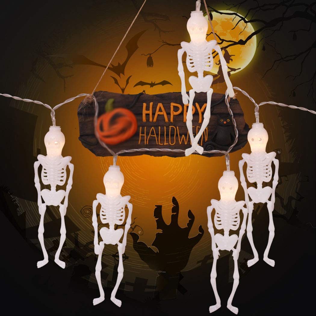 Spooky Human Bone Halloween String Lights - 2.5M Fairy Lights with Ghost Hand Design | Battery Powered Outdoor Decor for Patio, Garden & Party | Perfect for Halloween Decorations, Themed Parties & Nighttime Ambiance