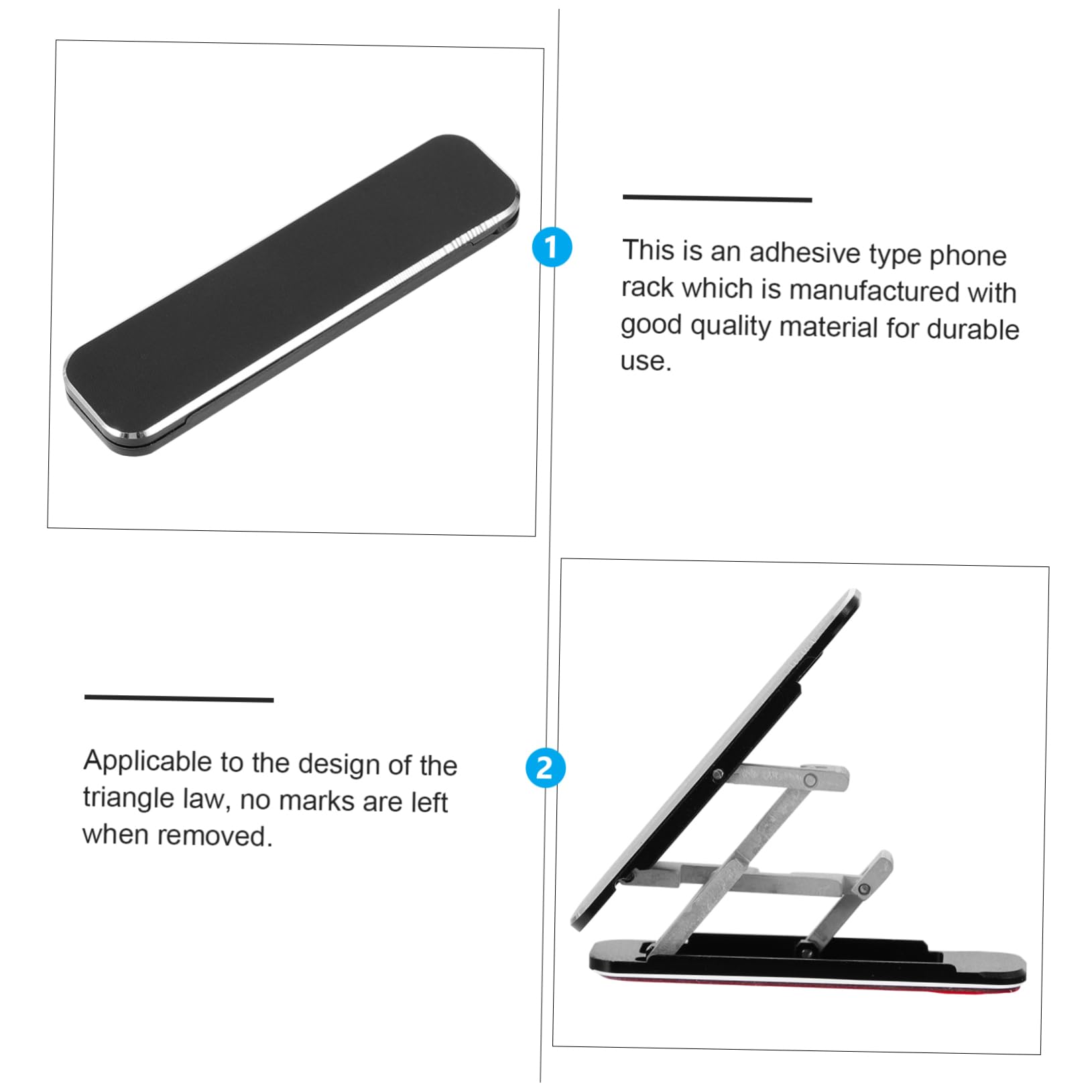 Angoily 1pc Strong Adhesive Cell Phone Holder Stand - Black Universal Phone Mount for Desk, Car Dashboard & Home Office Use