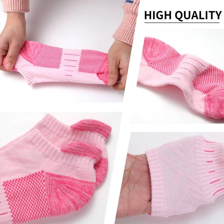 6 Pairs Women's Athletic Ankle Socks - Cushioned Low Cut Running Socks for Sports, Workout & Everyday Comfort