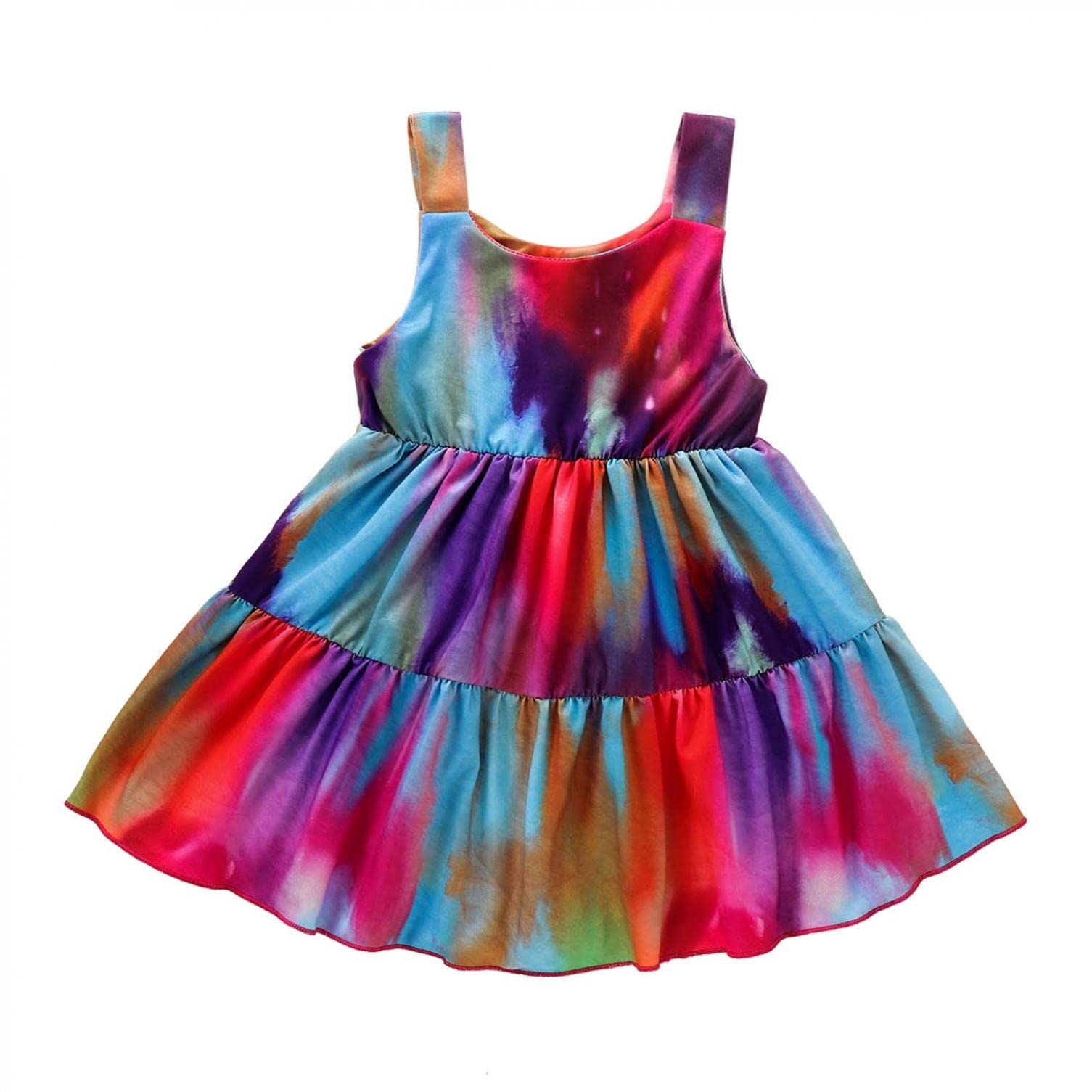 Tie-Dye Sleeveless Summer Dress for Girls - Casual Suspender Skirt for Baby & Toddler - Perfect for Beach Vacation, Holiday Outfits & Playdates