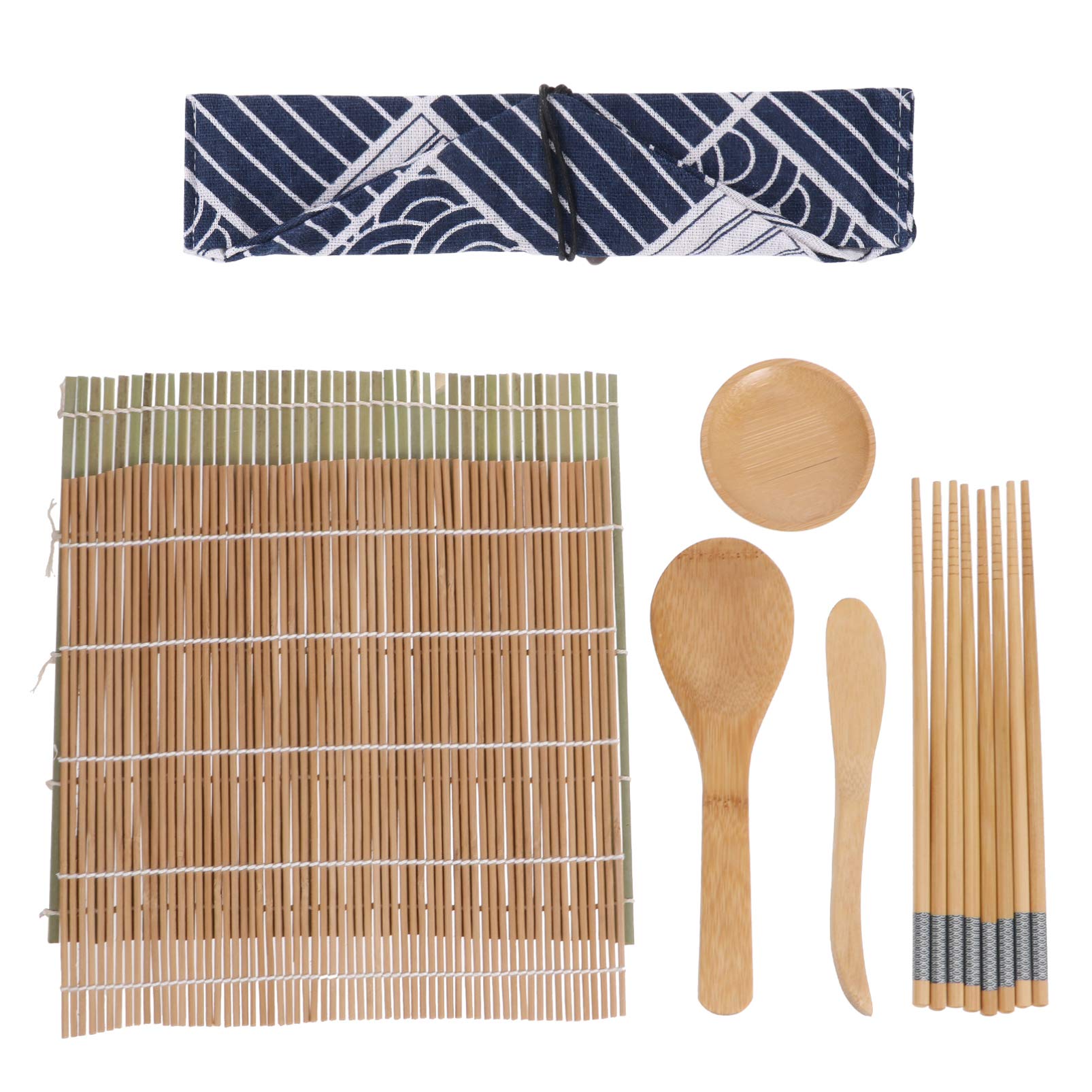 DOITOOL Sushi Making Kit - Bamboo Rolling Mat, Rice Paddle, Spreader & Chopsticks - Complete DIY Sushi Maker Set for Home Cooking & Party Entertaining