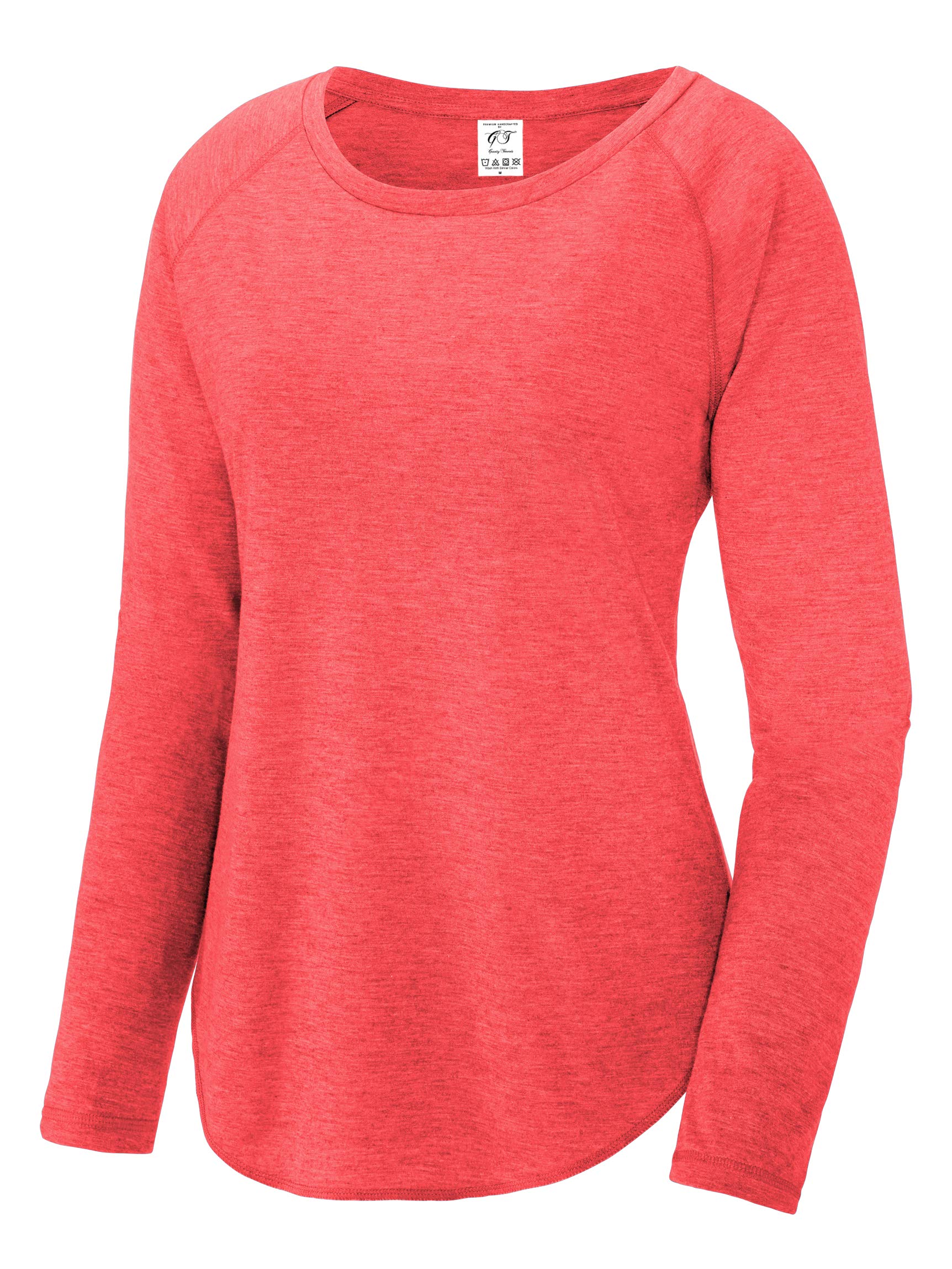 Gravity Threads Women's Tri-Blend Moisture-Wicking Performance Scoop Neck Long Sleeve Shirt - Perfect for Yoga, Running & Outdoor Activities
