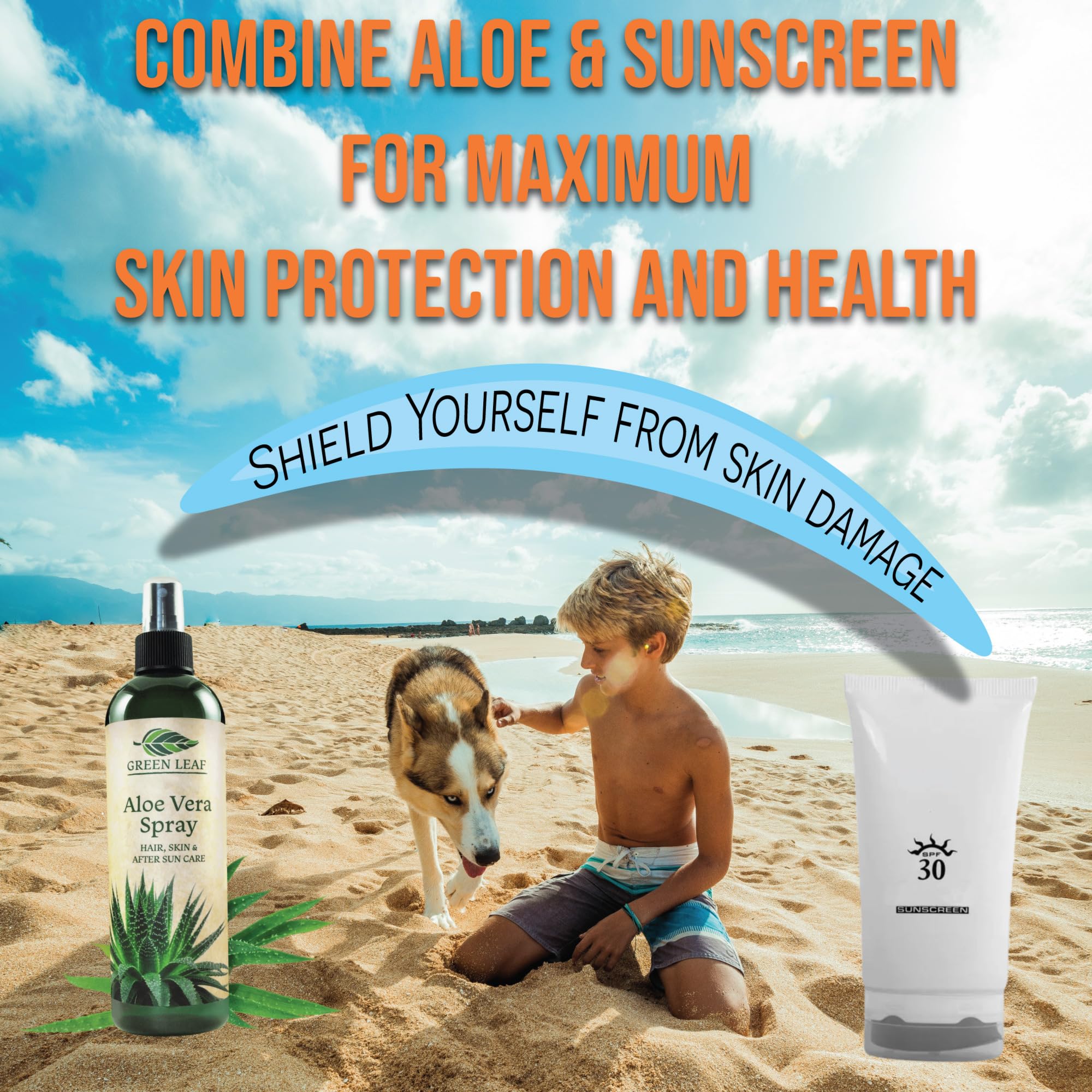 Green Leaf Naturals Aloe Vera Spray - 99% Pure Cold-Pressed Aloe Juice with Vitamins C, E & A | Hydrating Hair & Skin Moisturizer, Sunburn Relief, After Sun Care | Perfect for Sunburn, Dry Skin & Post-Workout Recovery (12oz)