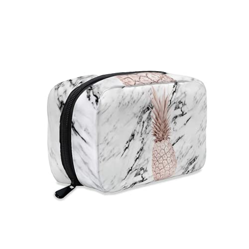 TEDISMC Marble Rose Gold Pineapple Cosmetic Bag - Stylish Cute Makeup Organizer & Pencil Case for Women & Girls | Portable Storage Pouch for Travel, School, Office & Daily Use