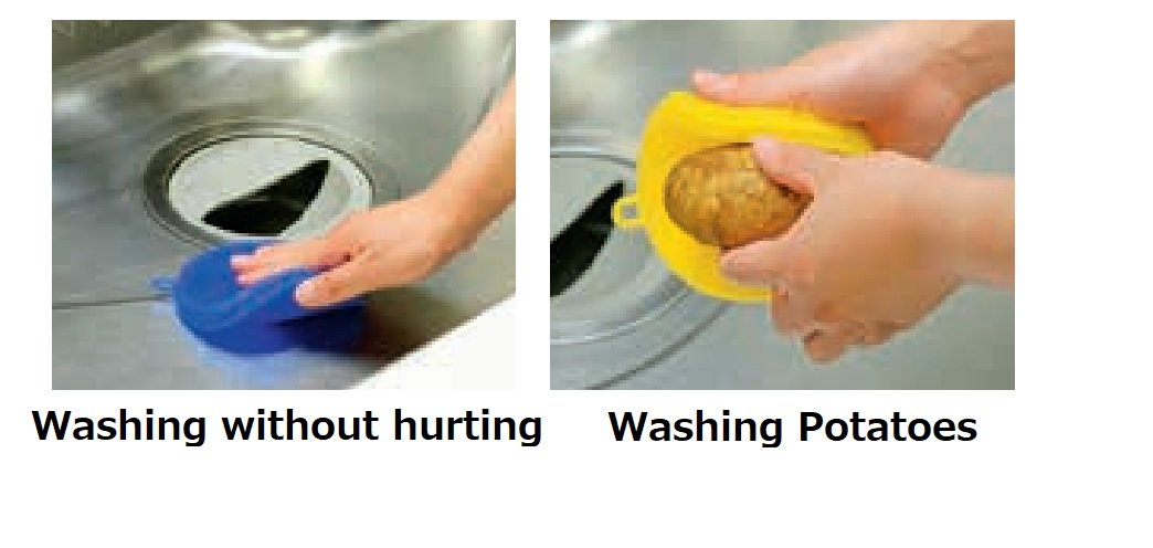 Premium Japanese Silicone Sponge for Kitchen Cleaning - Sink, Dishes, Vegetables (Blue) | Gentle Scrubber for Non-Stick Pans & Delicate Surfaces | Eco-Friendly Dishwashing Tool