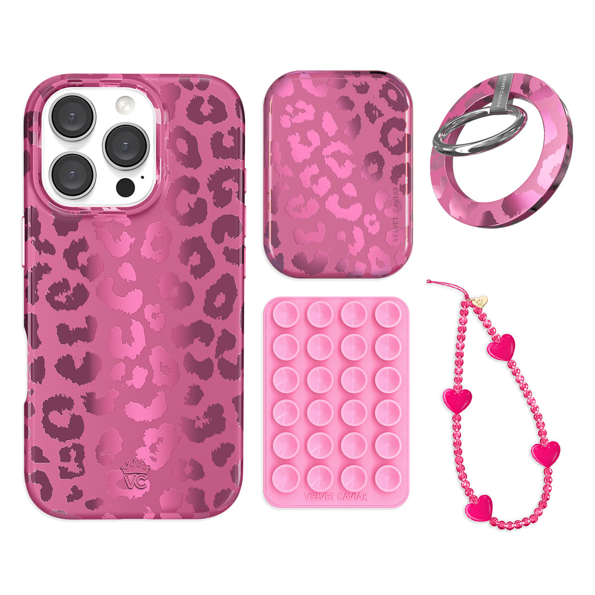 Pink Ruby Leopard iPhone Case with Grip - Stylish Protective Phone Cover for iPhone 13/14/15 Pro Max - Perfect for Everyday Use, Travel, and Fashion Accessories