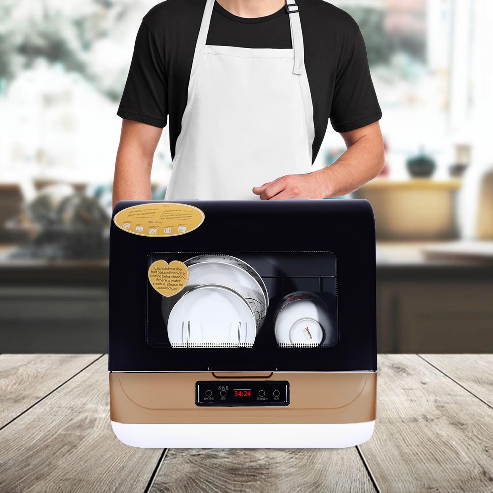 1200W Portable Countertop Dishwasher with 5L Built-in Water Tank | Compact Mini Dishwasher for Apartments, RVs & Small Spaces | 360° Streak-Free Deep Cleaning | Energy Efficient & Quiet Operation | Perfect for Kitchen, Dorm, Office or Camping Use