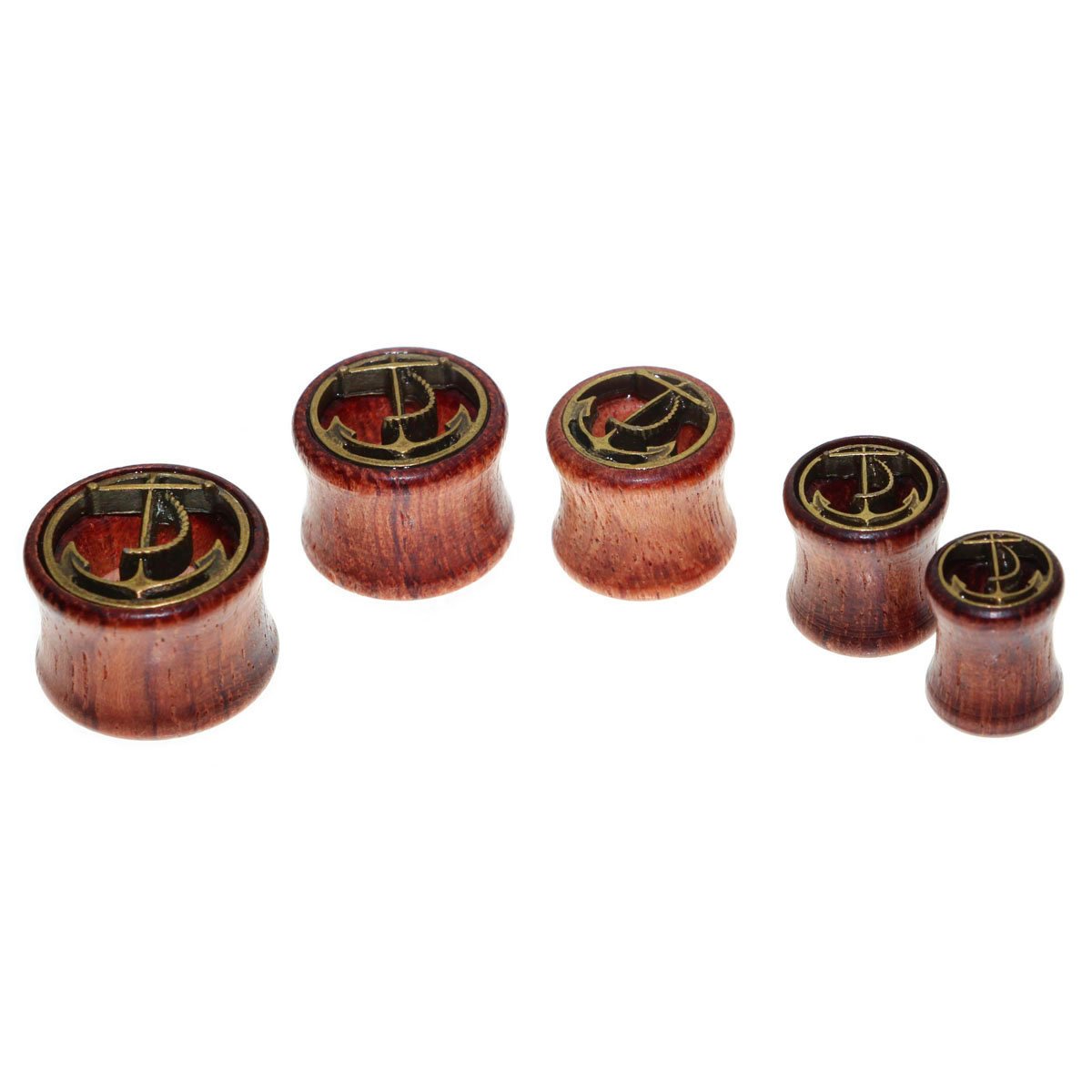 2 Pairs Alien Skull & Anchor Wood Double Flare Ear Stretcher Plugs (8-20mm) - Unique Body Jewelry for Punk, Gothic & Alternative Fashion Styles - Perfect for Ear Stretching & Bold Fashion Statements