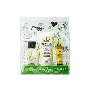 Hempz Original Scent Travel Kit - 3 Piece Moisturizing Body Care Set with Free Mini Travel Bag | Perfect for Vacation, Gym & On-The-Go Hydration