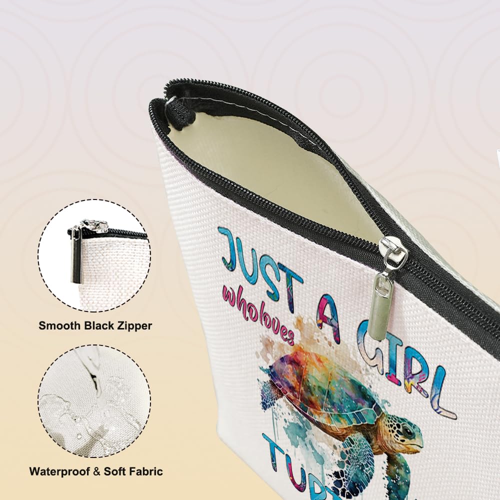 Funny Turtle Makeup Bag - Cute Sea Turtle Cosmetic Pouch for Women & Girls | Perfect Gift for Turtle Lovers, Sister, Daughter, Bestie | Great for Graduation, Mother's Day, Christmas & Birthday | Travel & Daily Makeup Organizer