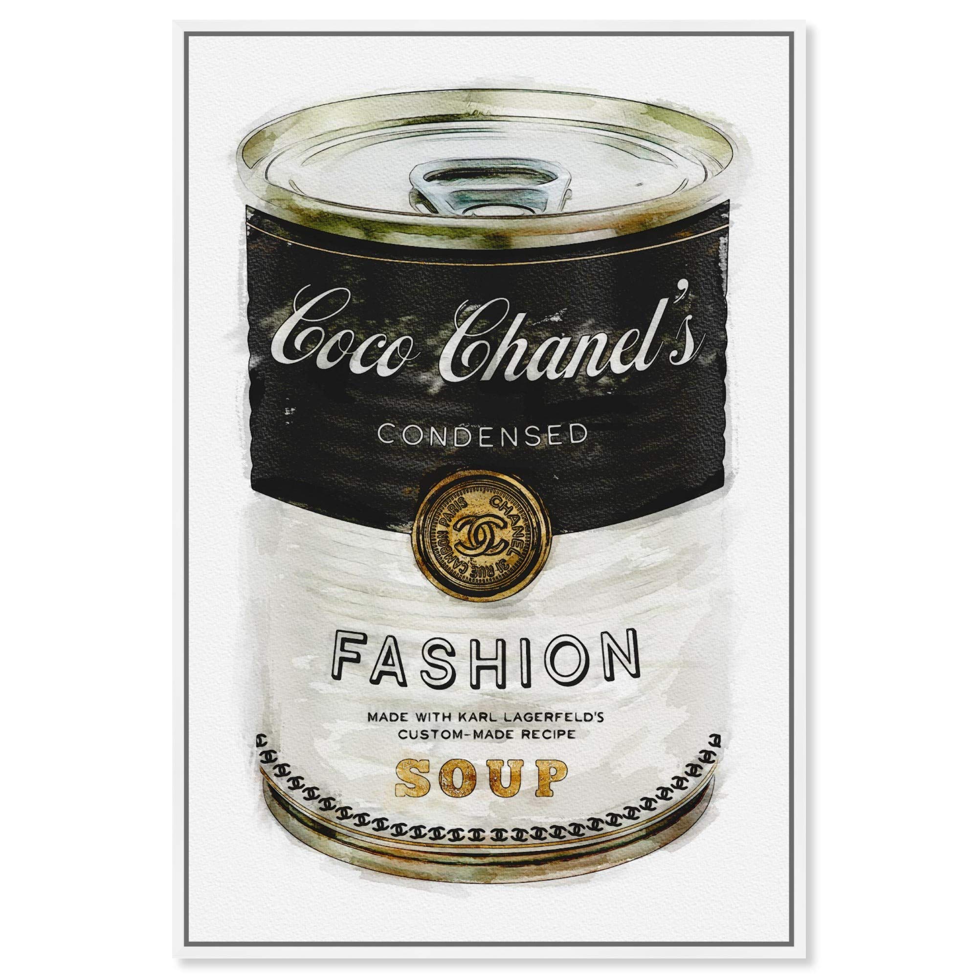 Oliver Gal Artist Co. Couture Road Sign Rococo Fashion Soup Wall Art - 10x15 Inches White Framed Canvas Print - Perfect for Living Room, Bedroom & Office Decor