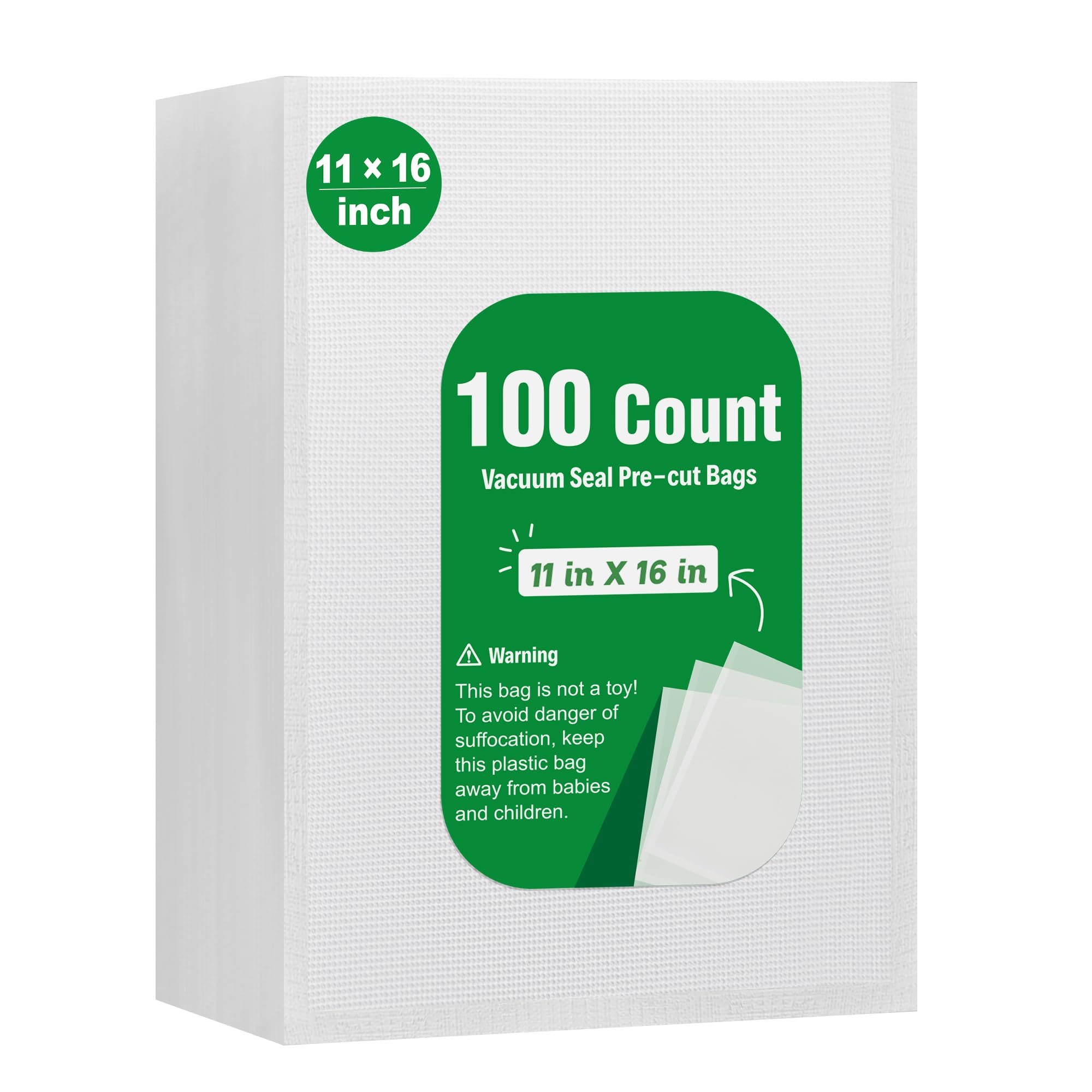 100 Count Heavy Duty Vacuum Sealer Bags 11x16 Inch - BPA Free Commercial Grade Precut Food Storage Bags for Seal a Meal, Sous Vide, Meal Prep & Long-Term Food Preservation | Ideal for Freezer, Pantry Organization & Kitchen Storage