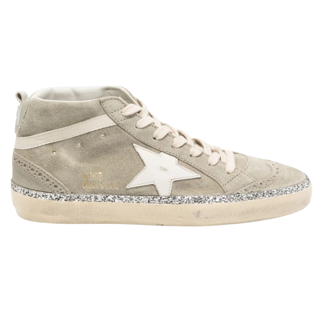 Glitter Edge Mid Star Sneakers - Women's Fashion Casual Shoes for Running & Walking - Perfect for Gym, Workout, and Daily Wear