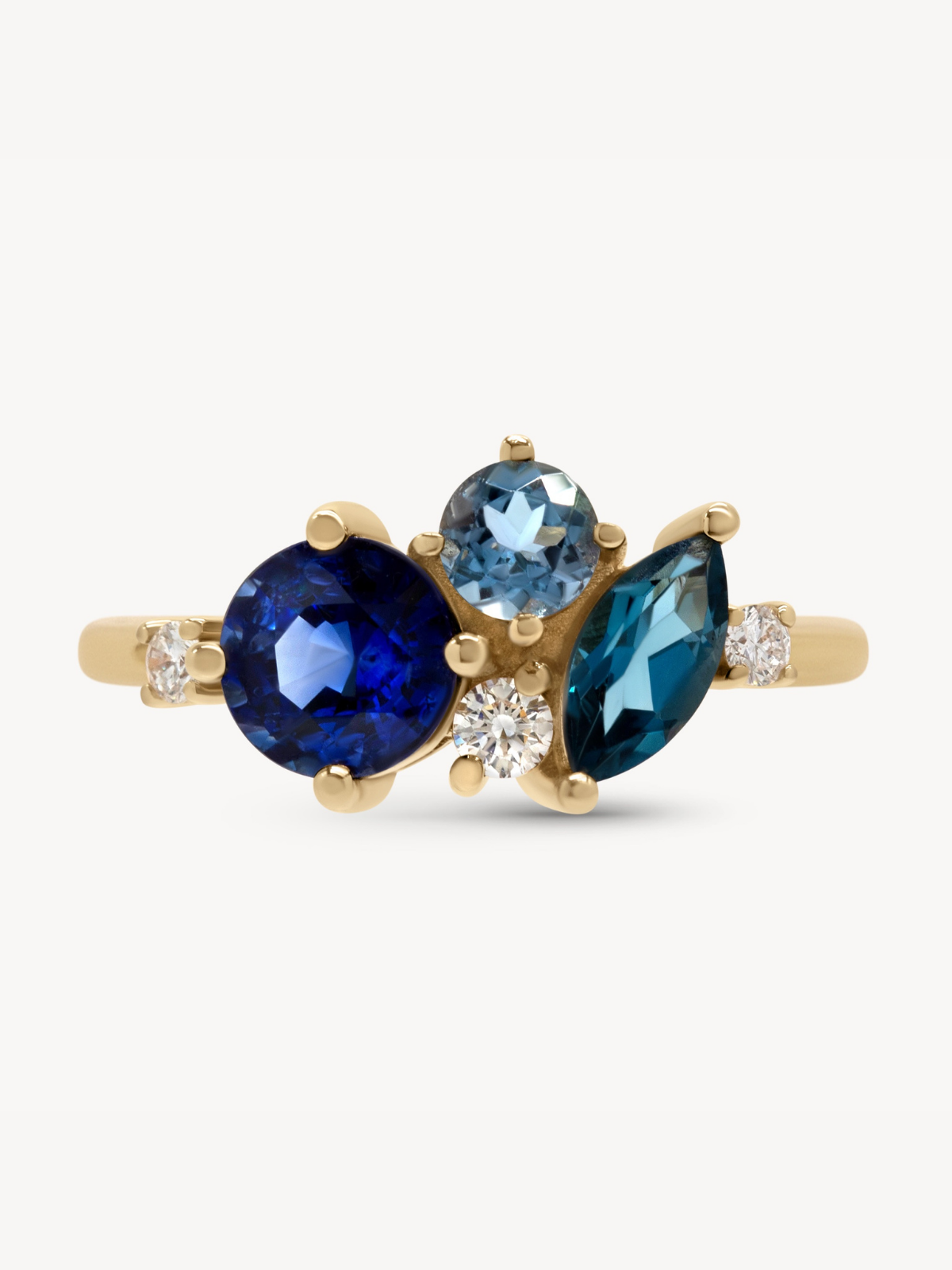 Stunning Large Ocean Starry Cluster Ring for Women - Elegant Blue Gemstone Statement Jewelry for Parties, Weddings & Special Occasions