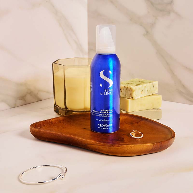 Alfaparf Semi Di Lino Volume Volumizing Mousse Conditioner for Fine Hair - Lightweight Styling Foam for Lift & Body - Perfect for Daily Use & Special Occasions