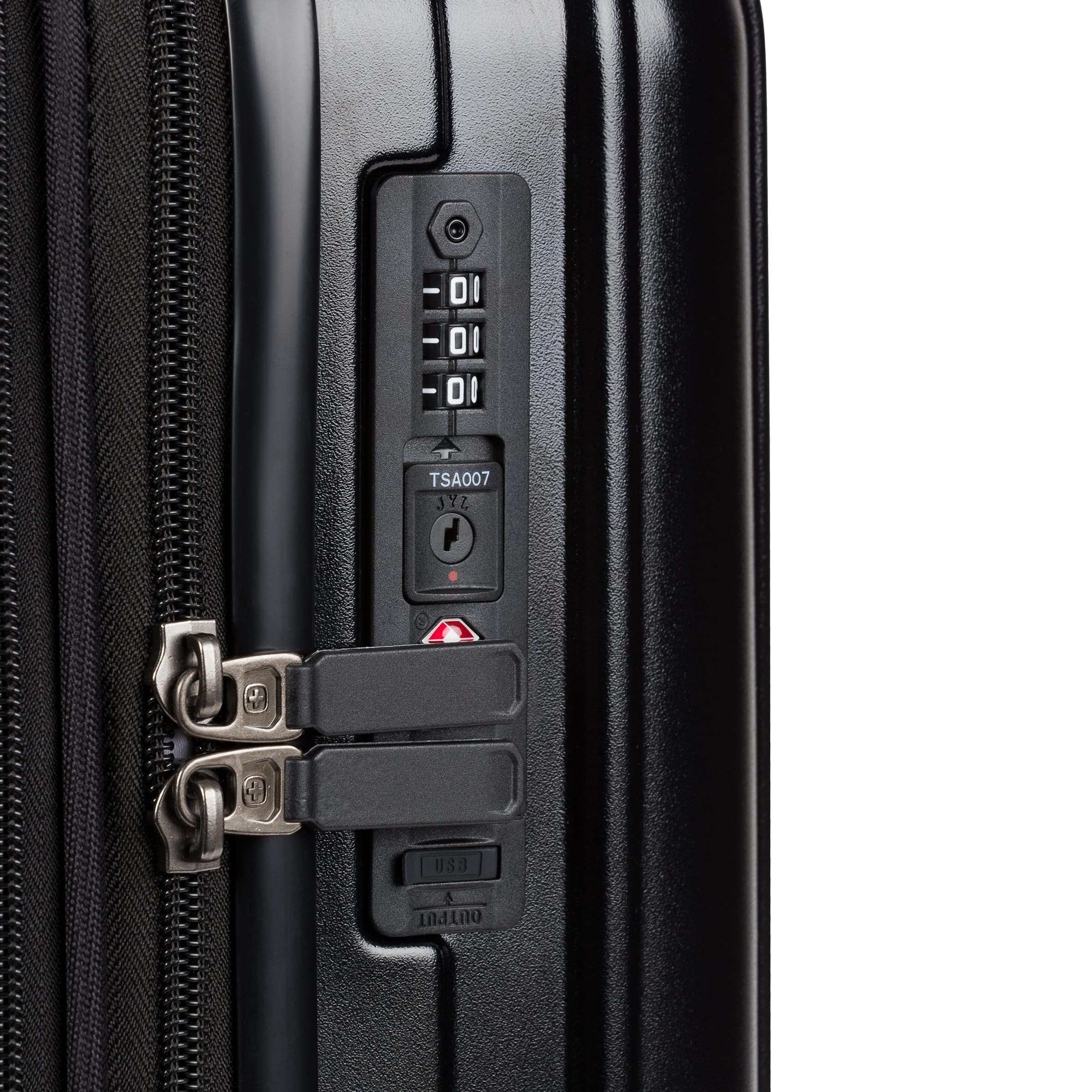 SwissGear 7910 Expandable Hardside Carry-On Luggage 20-Inch with 360° Spinner Wheels, TSA Lock & USB Charging Port - Black - Perfect for Business Travel & Weekend Getaways