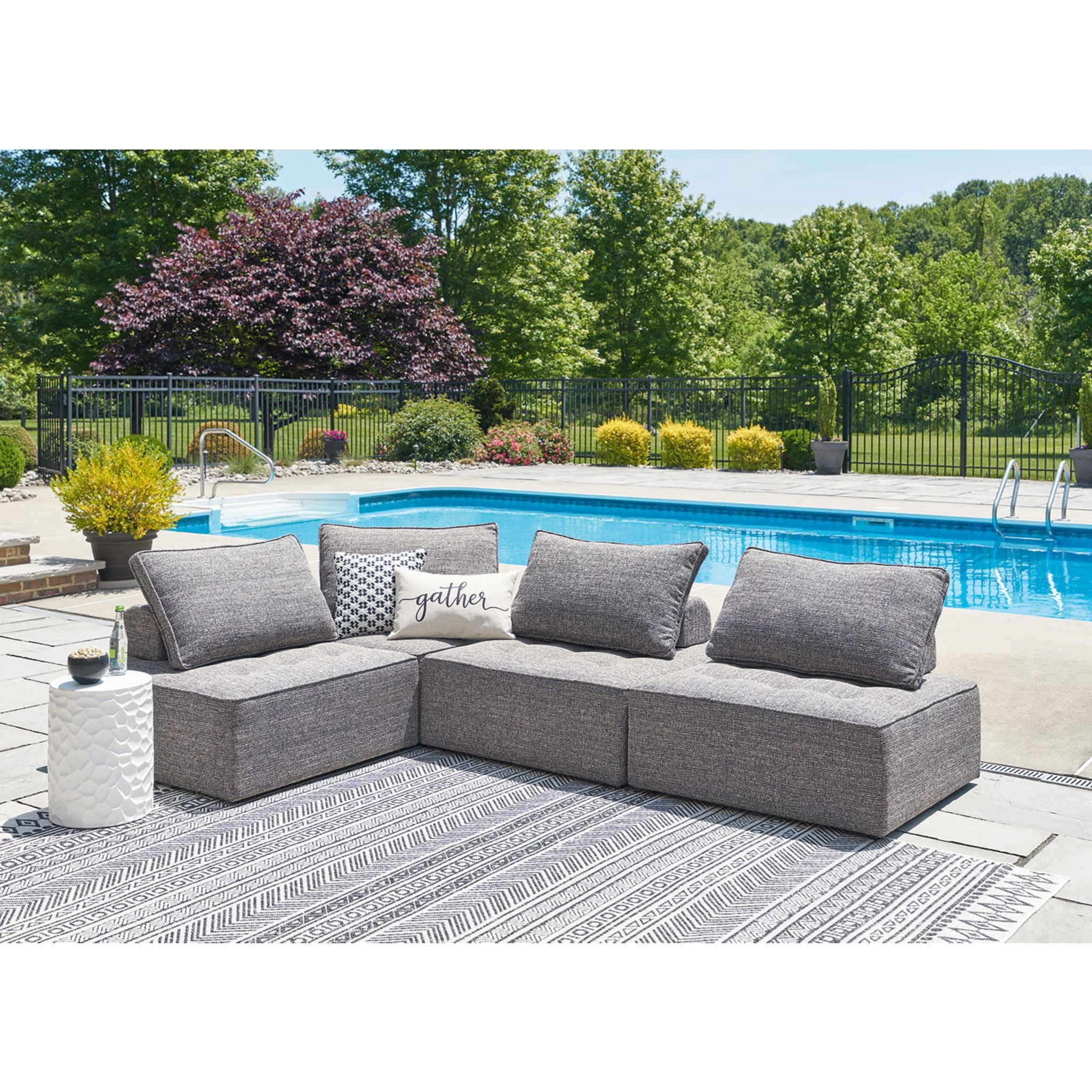 Bree Zee 4-Piece Outdoor Modular Sectional Sofa Set - Water-Resistant Brown Patio Furniture for Garden, Poolside & Backyard Relaxation