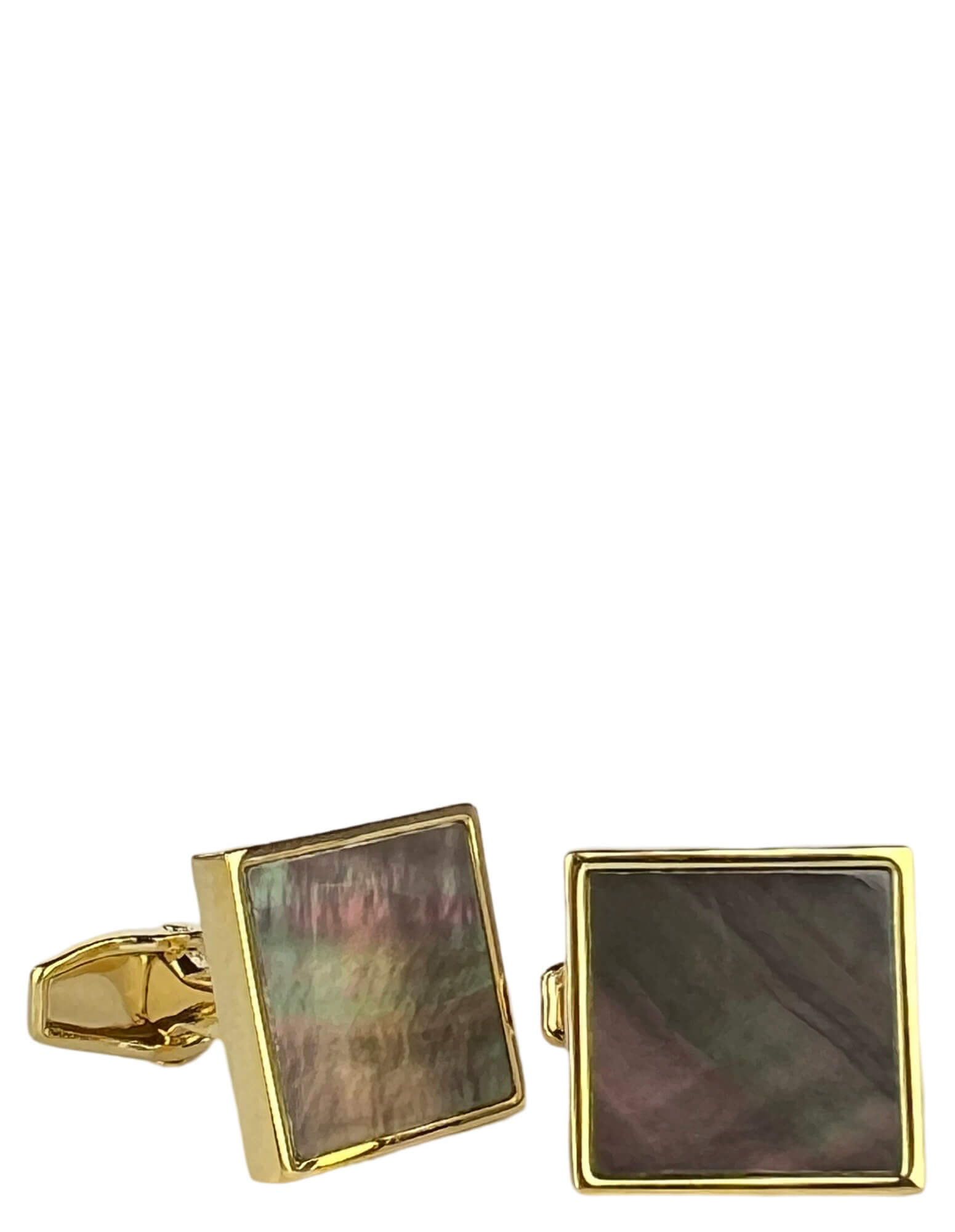 DÉCLIC MOP Smoky Square Cufflinks in Gold - Elegant Men's Dress Accessories for Weddings, Business & Formal Events