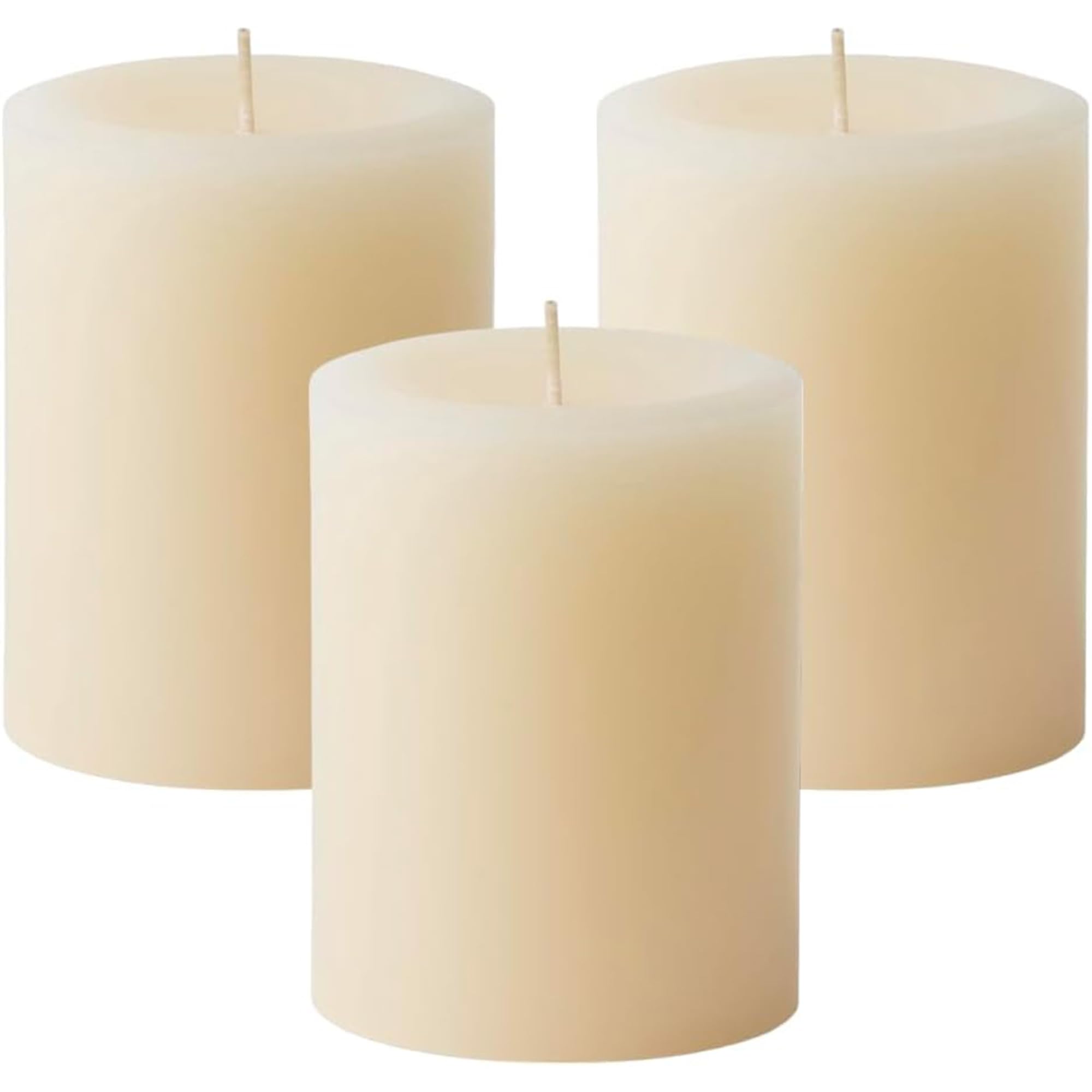 Premium Handmade Vanilla Scented Pillar Candles Set of 3 - Dripless, Essential Oil Infused, 60-Hour Burn Time (3x4 Inch) for Home Decor, Wedding Centerpieces & Relaxing Aromatherapy