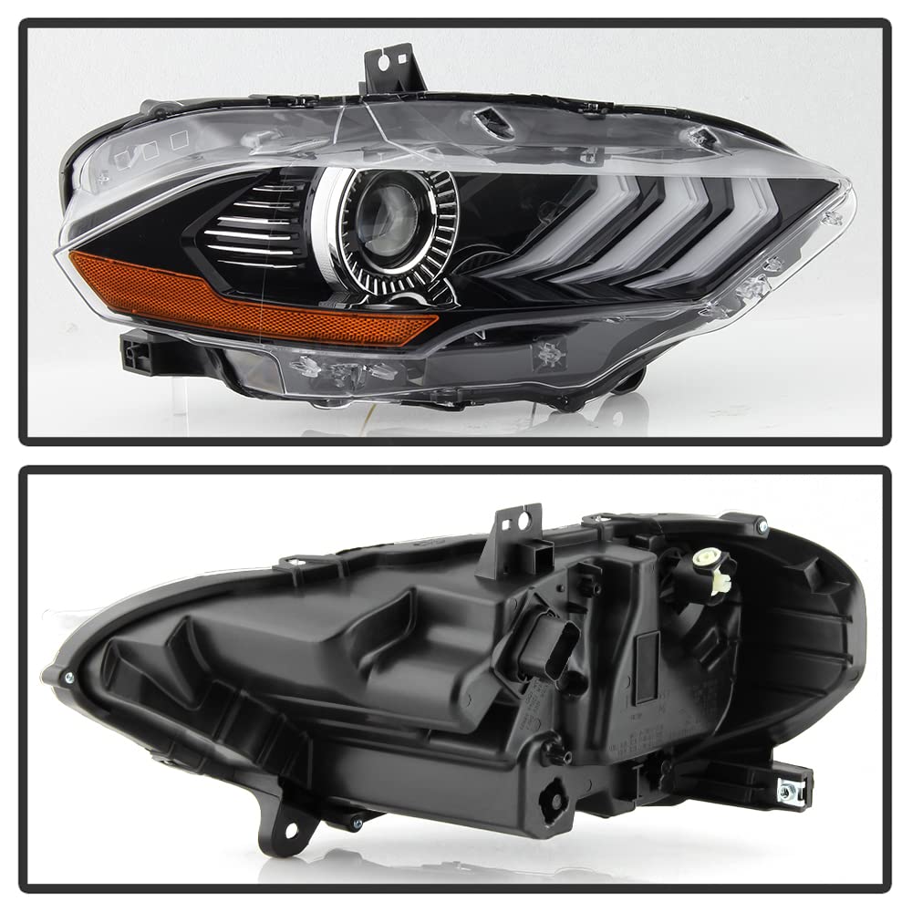 2018-2020 Ford Mustang LED Light Bar Tube Projector Headlights - High Performance Aftermarket Replacement for Passenger Side | Perfect for Night Driving & Off-Road Adventures