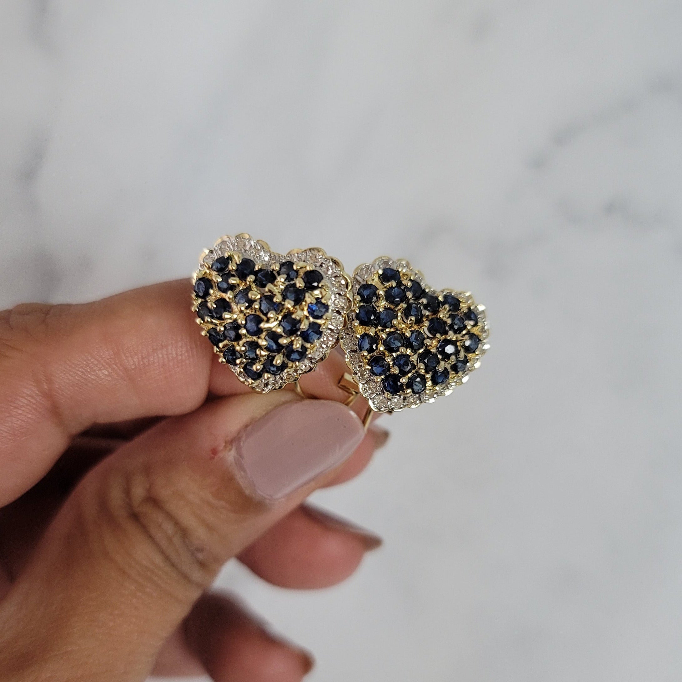 3 Carat Heart Shaped Sapphire & Diamond Stud Earrings for Women - Elegant Valentine's Day Gift, Anniversary Jewelry, Wedding Party Accessories