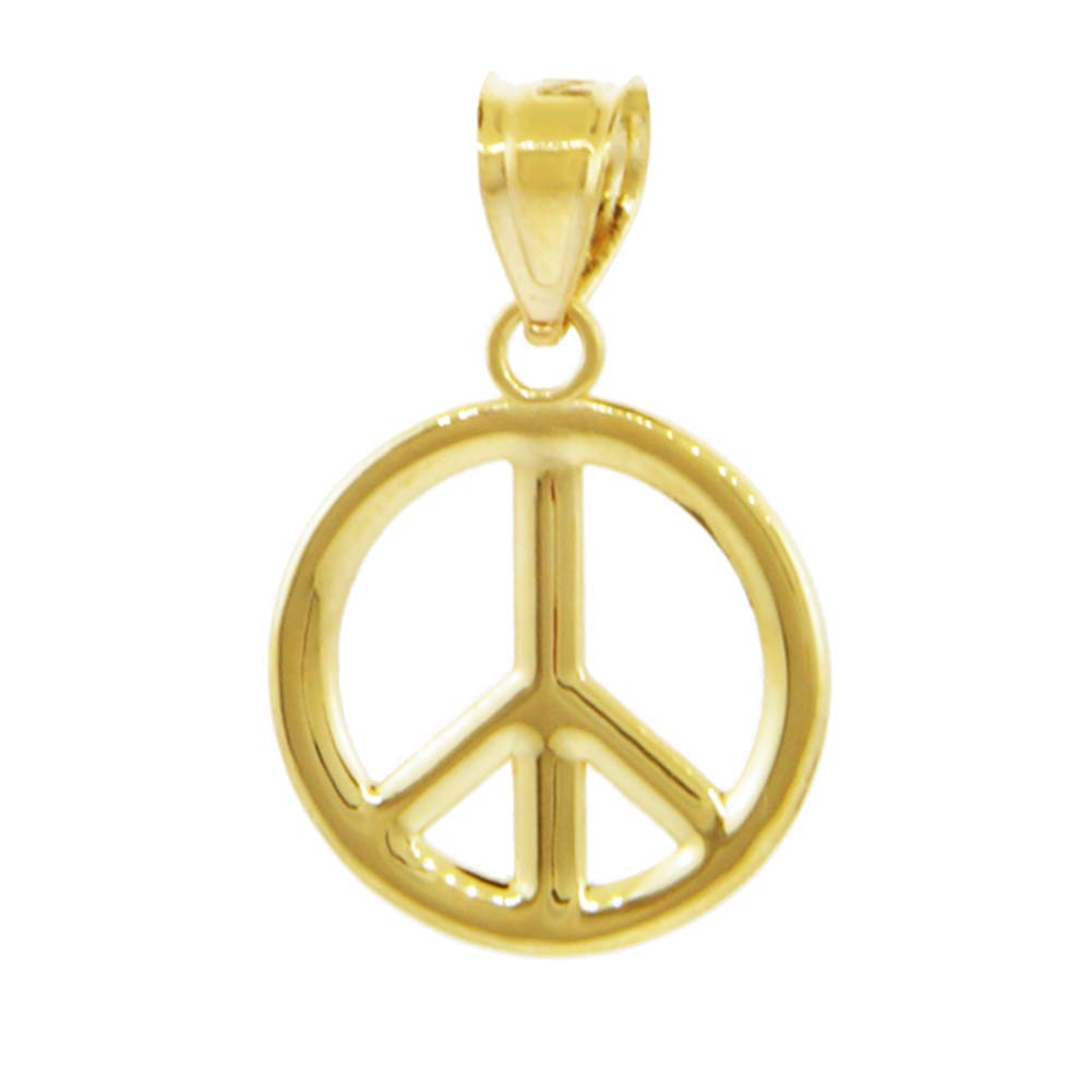14k Yellow Gold Peace Symbol Pendant Necklace for Women - Dainty Minimalist Jewelry Gift for Birthday, Anniversary & Everyday Wear