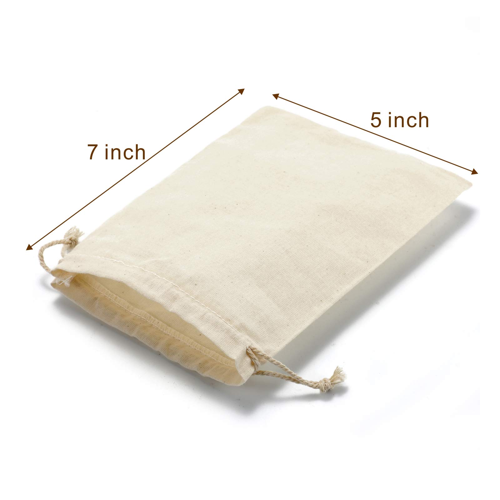 Organic Cotton Muslin Drawstring Bags - 30Pcs 5x7 inch & 20Pcs 4x6 inch Mix Size Set | Reusable Party Favor Bags, Sachet Bags, Gift Bags for Weddings, Baby Showers, Bridal Showers & DIY Crafts