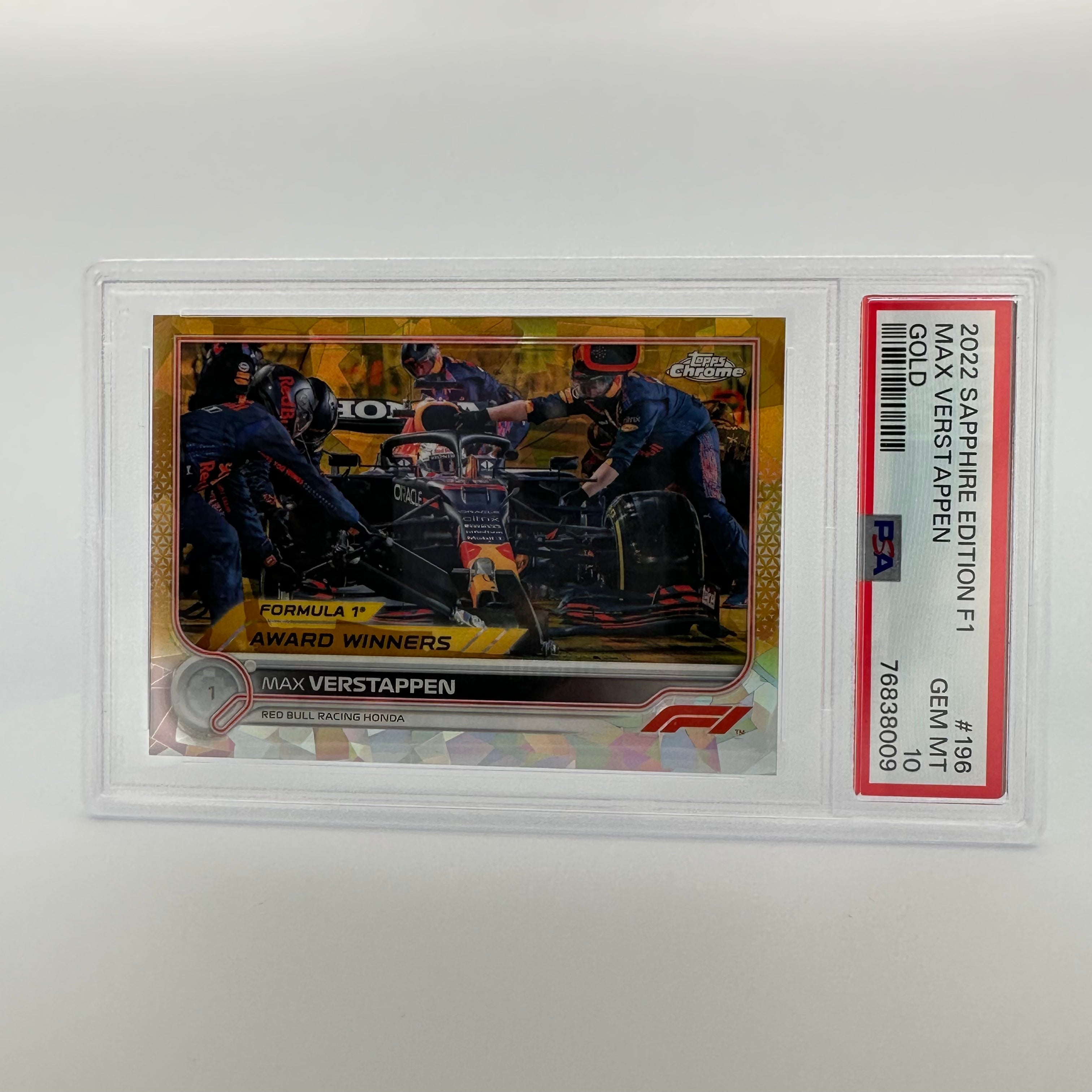 PSA 10 2019 Max Verstappen #196 Sapphire Edition Gold Parallel F1 Racing Card - Perfect for Collectors, Investors & Formula 1 Fans Display