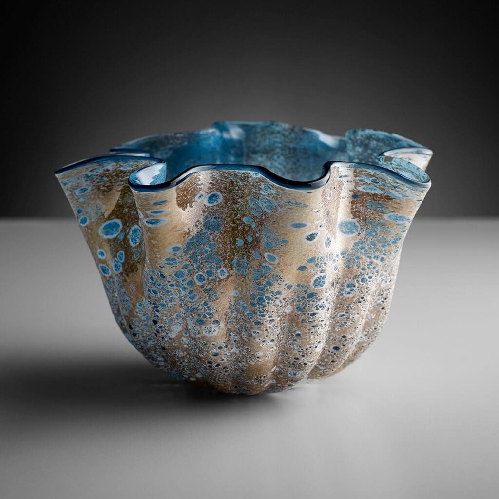 Cyan Design 10877 Meduse Vase - Small Blue Glass Vase for Home Decor, Wedding Centerpiece & Tabletop Display