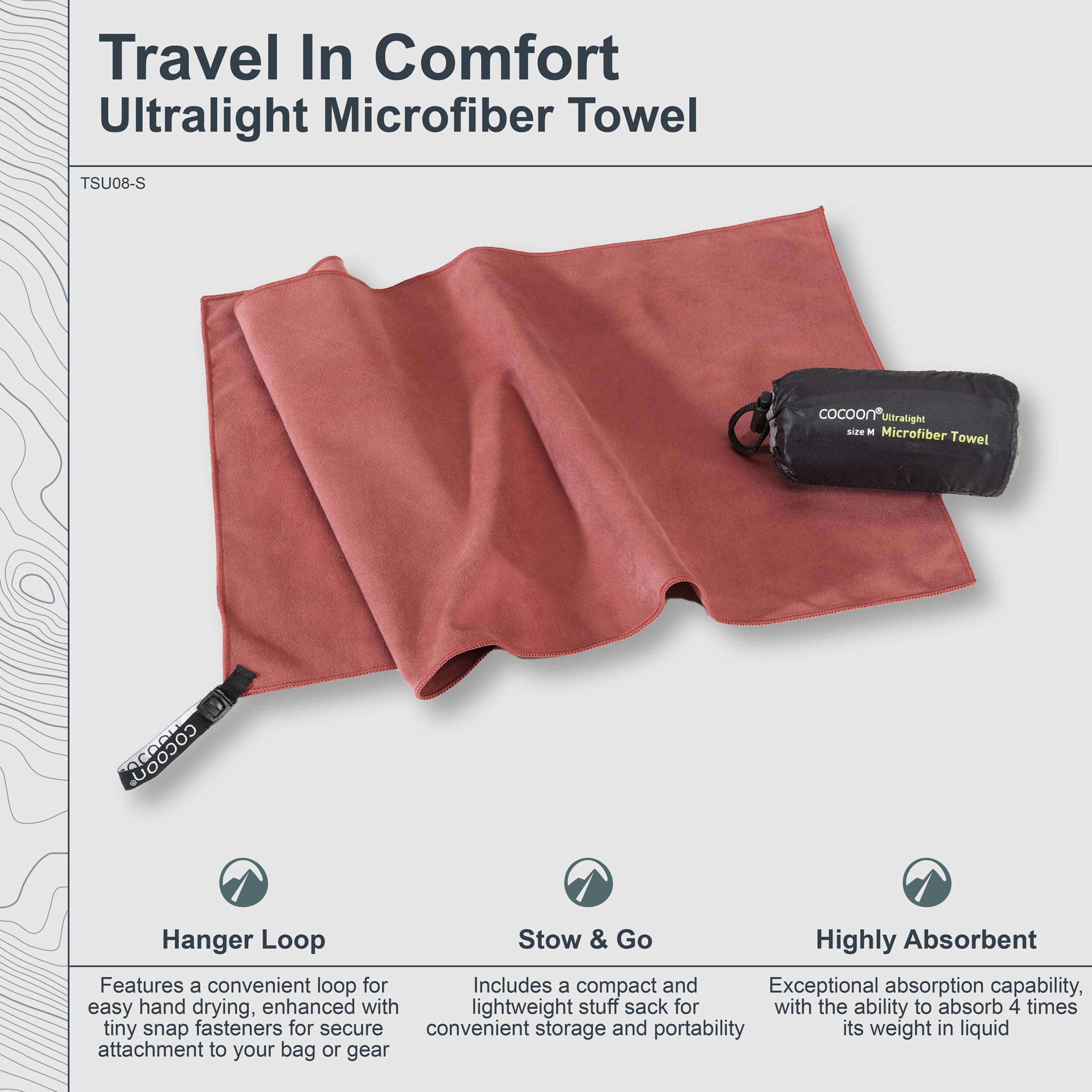 COCOON Premium Ultralight Microfiber Towel - Quick Dry, Super Absorbent, Compact Travel Towel for Camping, Gym, Beach & Yoga