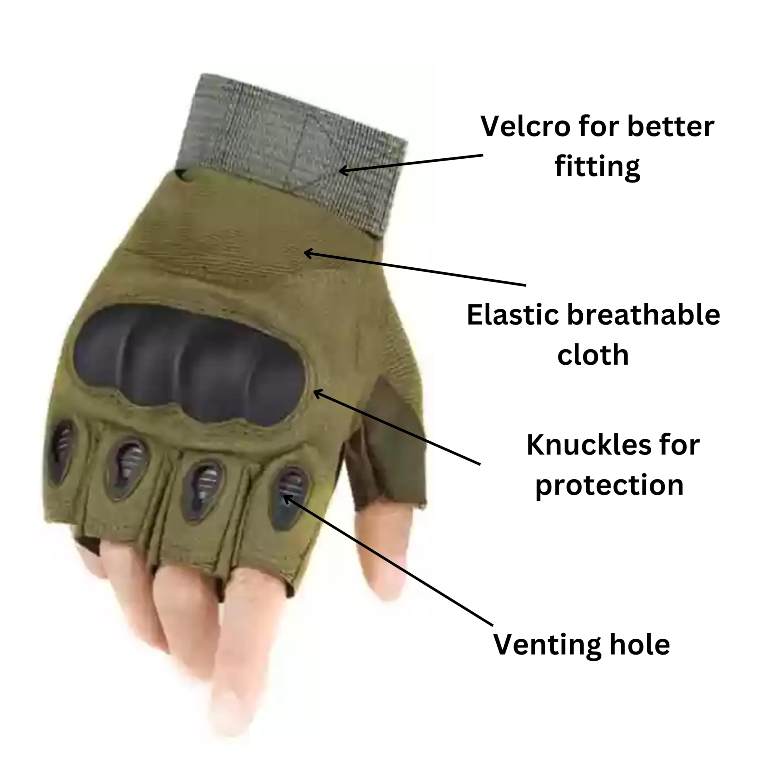 Boundless Performance Fingerless Knuckle Tactical Gloves - Breathable & Durable for Motorcycle Riding, Hiking, Tactical Shooting, Hunting & Outdoor Adventures | Perfect for Airsoft, Cycling & Winter Sports | Ideal for Cold Weather Protection & Grip Enhancement
