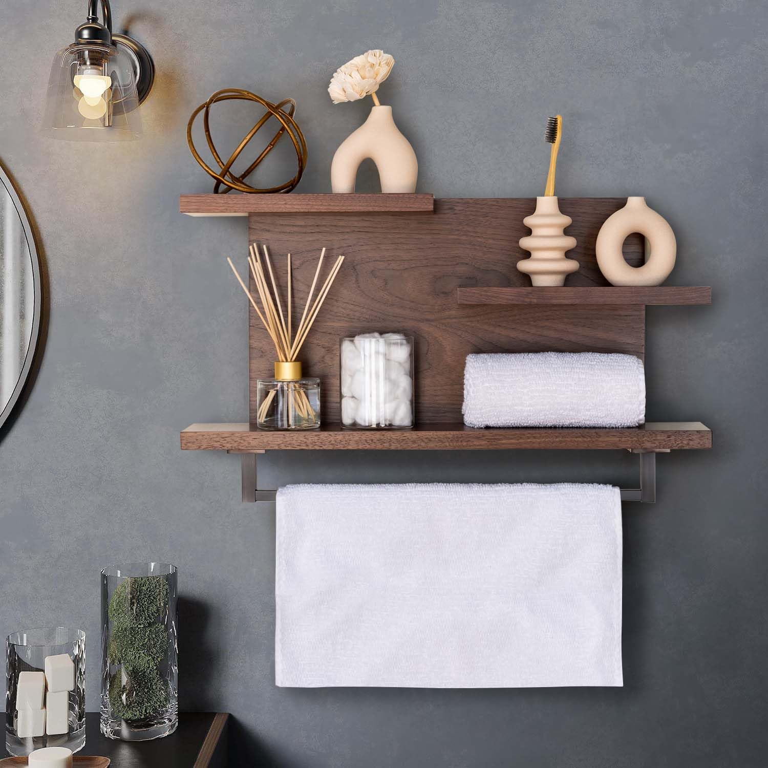 Straga Rustic Wall Mounted Bathroom Shelves - 23