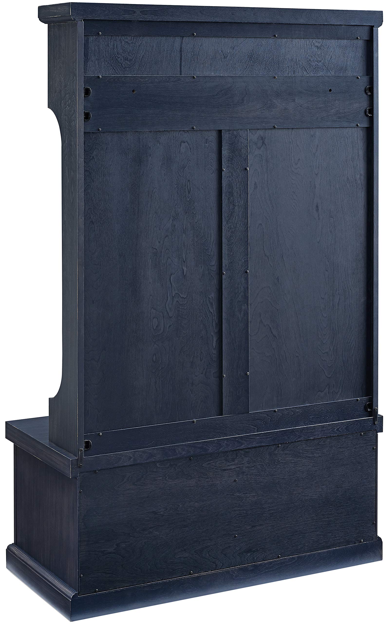 Crosley Furniture Seaside Hall Tree with Shoe Rack Bench & Coat Hooks - Entryway Storage Organizer with Distressed Navy Finish | Perfect for Small Spaces, Mudrooms, and Home Entry Organization