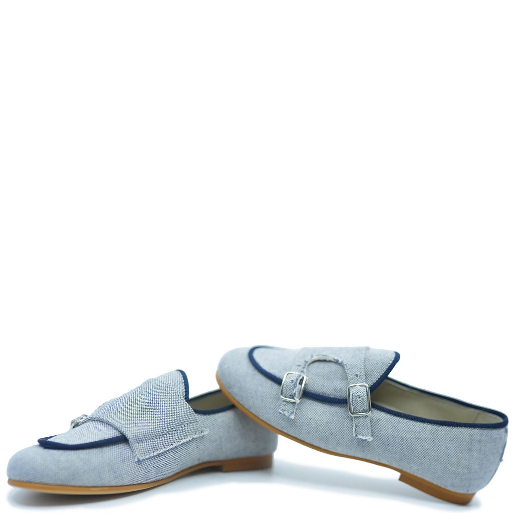 Sonatina Marino Linen Double Monk Loafer Shoes for Men | Breathable & Comfortable Dress Loafers | Perfect for Business, Office & Formal Occasions