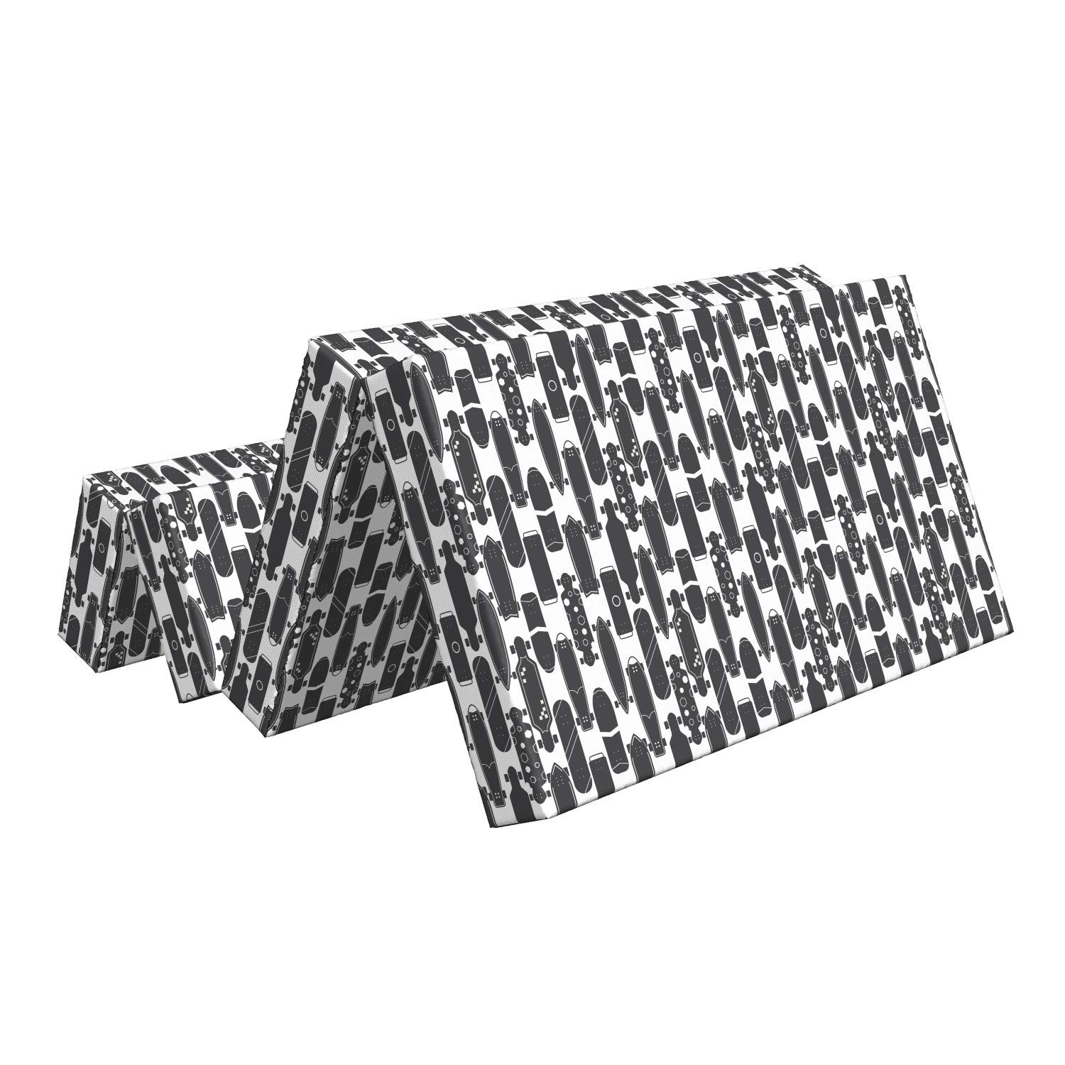 Ambesonne Foldable Mattress for Adults & Teens - Modern Skateboarding Design, 78.7