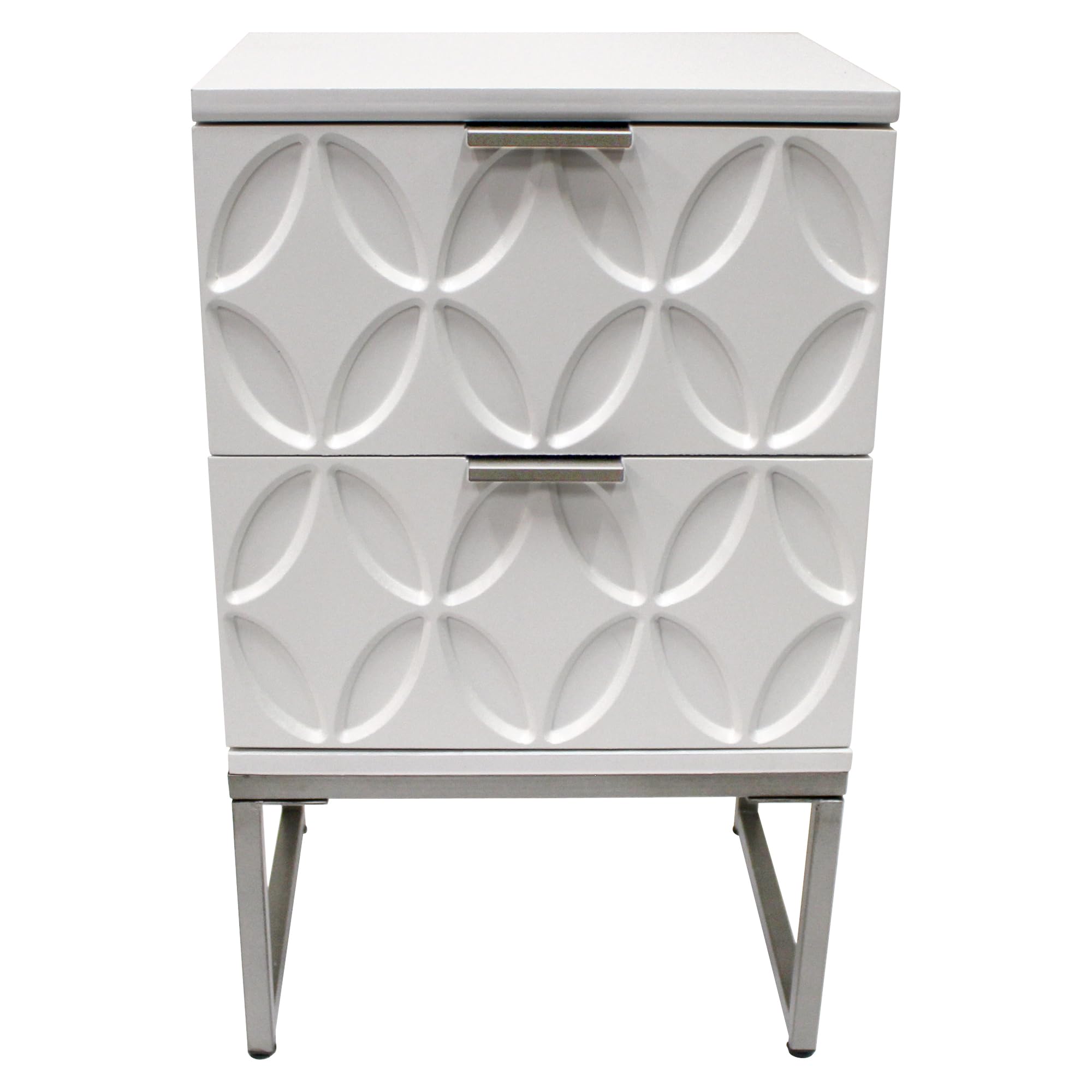 Modern White End Table with 2 Drawers - Small Side Table for Living Room, Bedroom & Office - Compact Nightstand with Storage Space for Home Decor