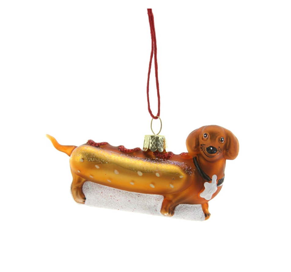 Handmade Wiener Pup Dog Christmas Ornament - Perfect for Holiday Tree Decor, Gift for Dog Lovers & Dachshund Owners