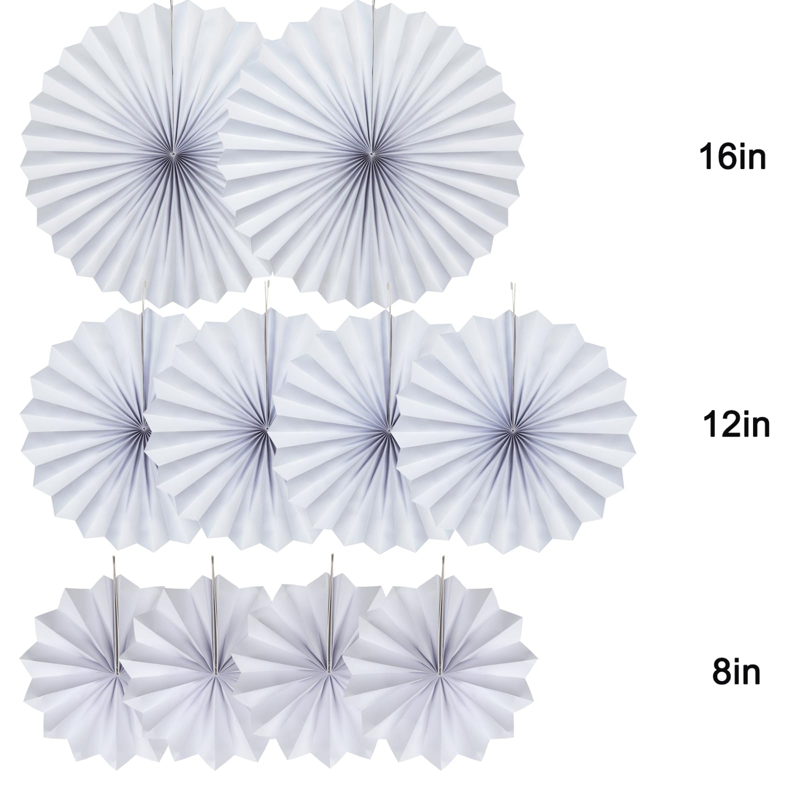 10-Pack White Round Paper Fan Ceiling Decorations - Elegant Party Hanging Fans for Weddings, Baby Showers & Home Decor