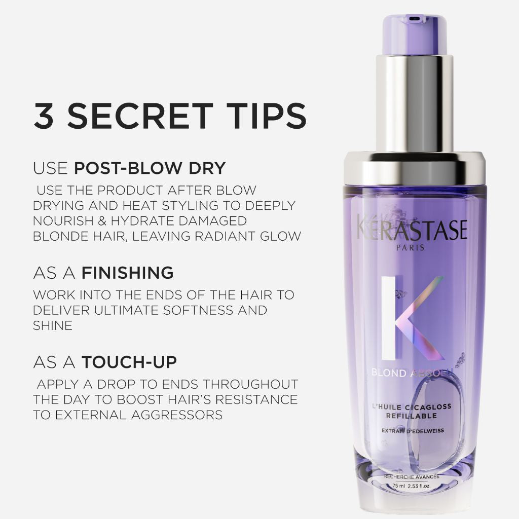 Kerastase Blond Absolu L'Huile Cicagloss Hydrating Oil Concentrate - Nourishing Hair Treatment for Blonde & Highlighted Hair - Perfect for Dry, Damaged Hair & Daily Styling Protection