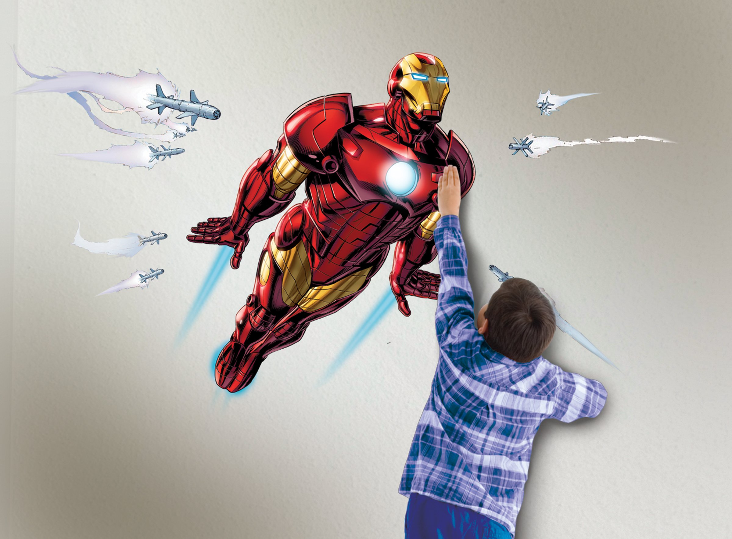Uncle Milton Iron Man Wild Walls Light and Sound Room Decor - Superhero Themed Bedroom Accessories for Kids & Marvel Fans - Perfect for Boys' Rooms, Playrooms, and Collectors