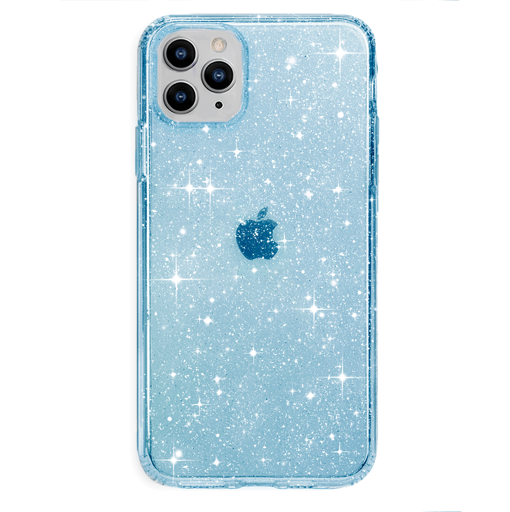 Blue Stardust Glitter iPhone Case - Shatterproof Protective Cover for iPhone 13/14/15 Pro Max - Sparkly Glitter Phone Case for Women Girls - Perfect for Parties, Travel & Everyday Use